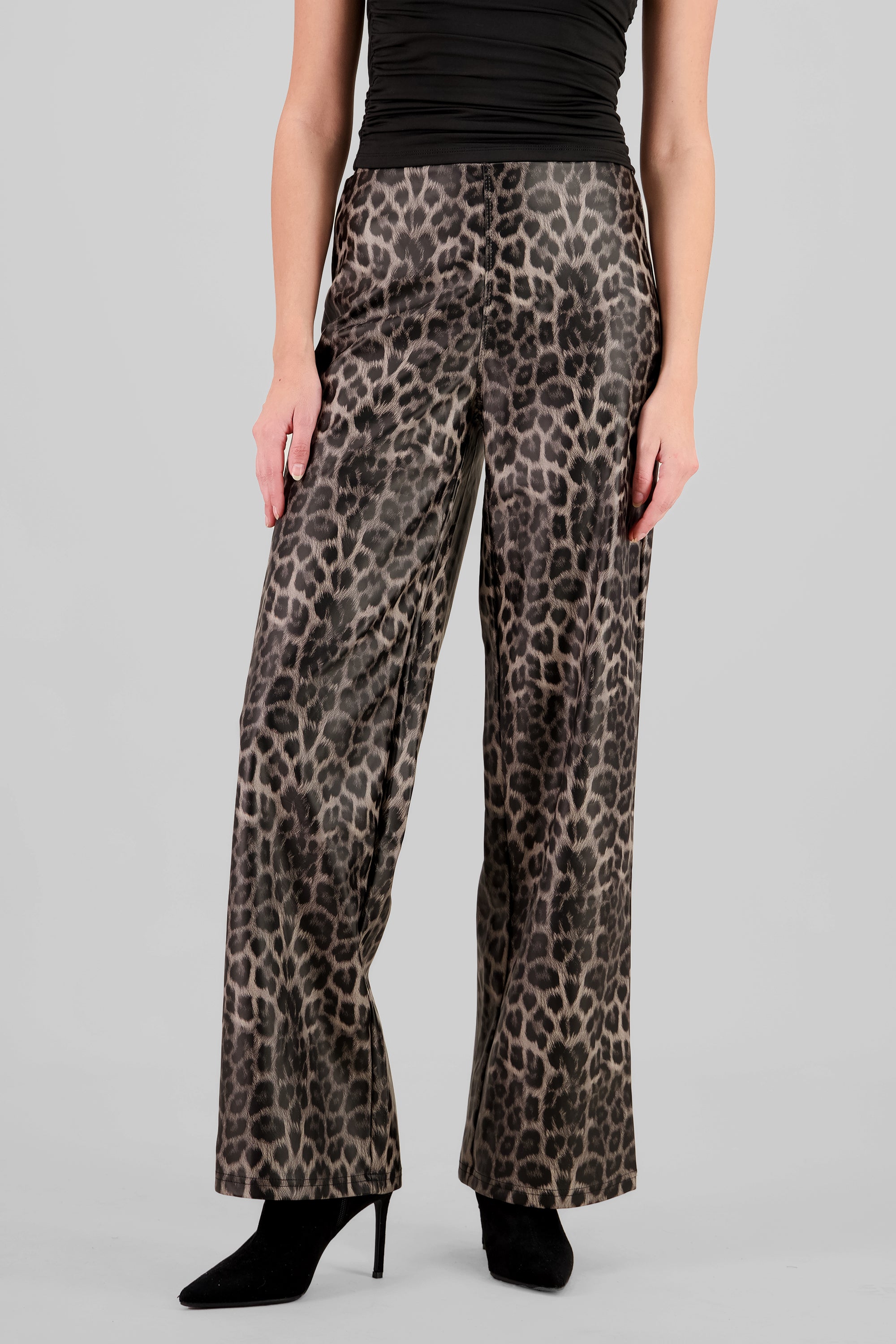 Shiny Animal Print Pants BLACK COMBO