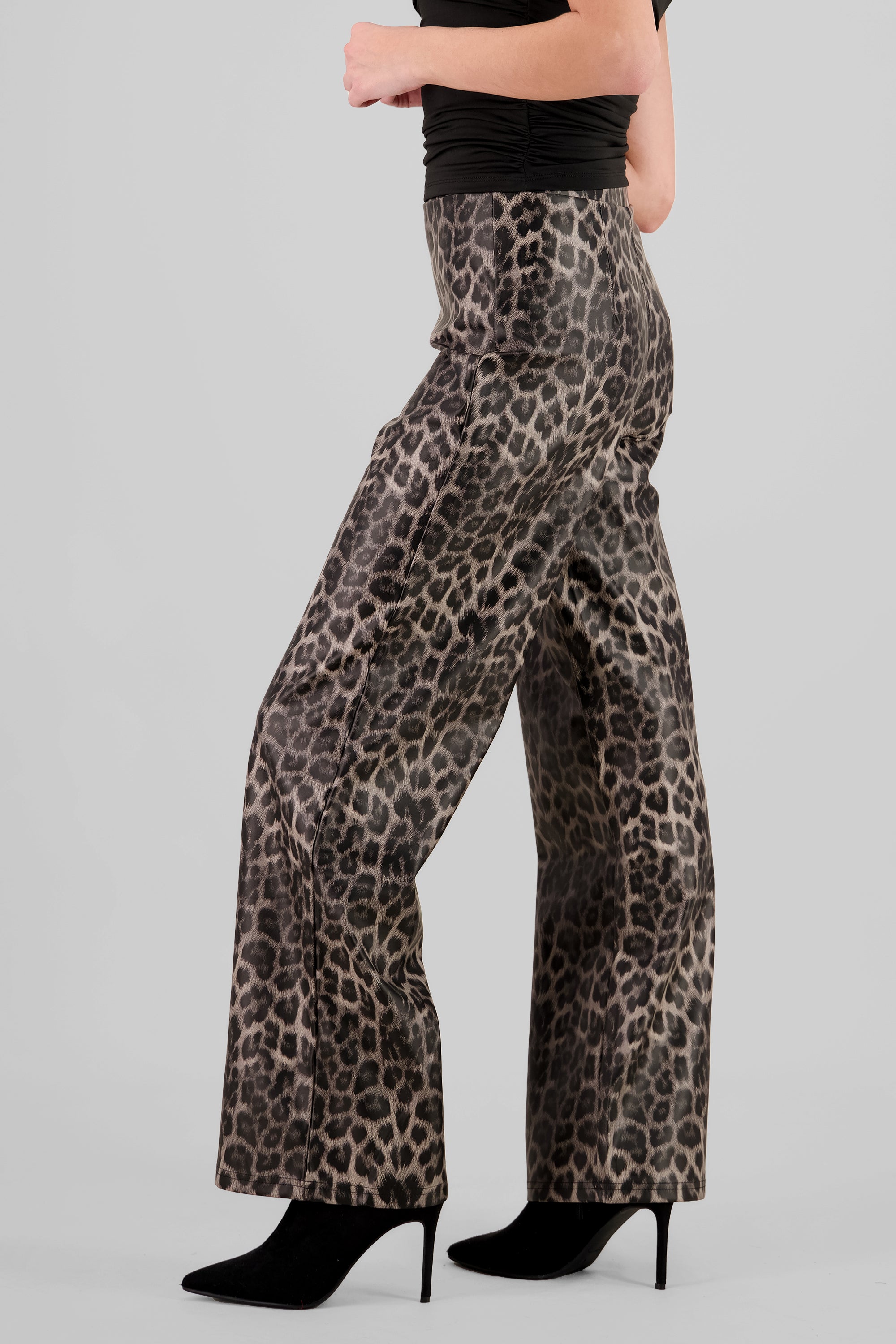 Shiny Animal Print Pants BLACK COMBO