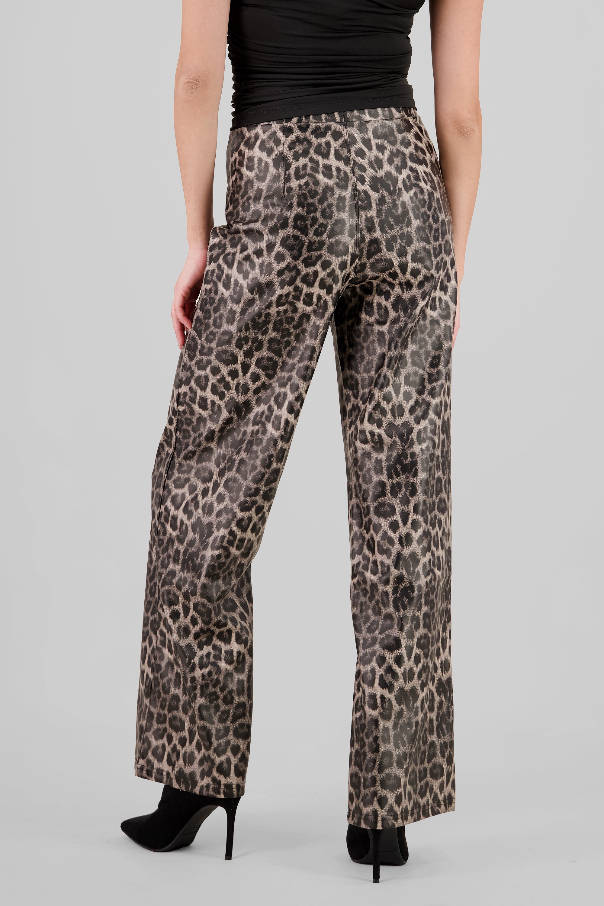 Shiny Animal Print Pants BLACK COMBO