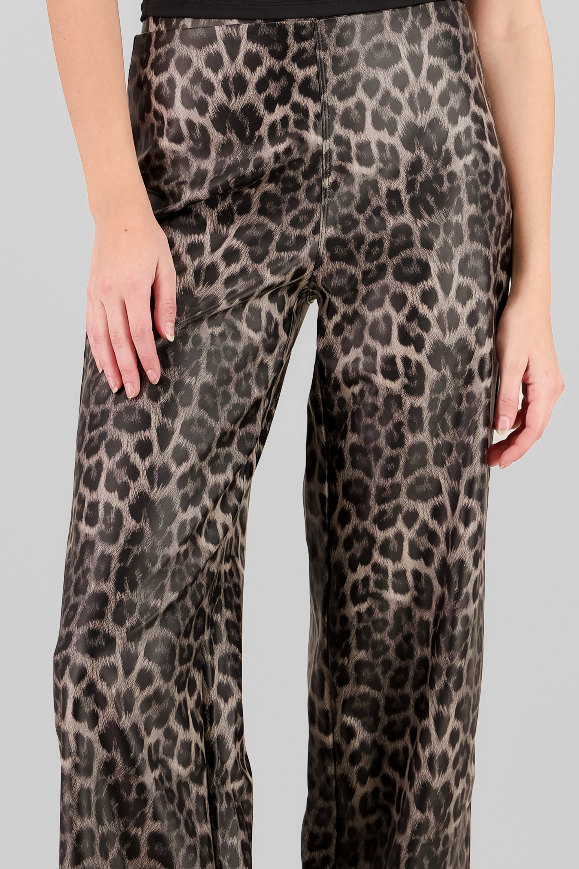 Shiny Animal Print Pants BLACK COMBO