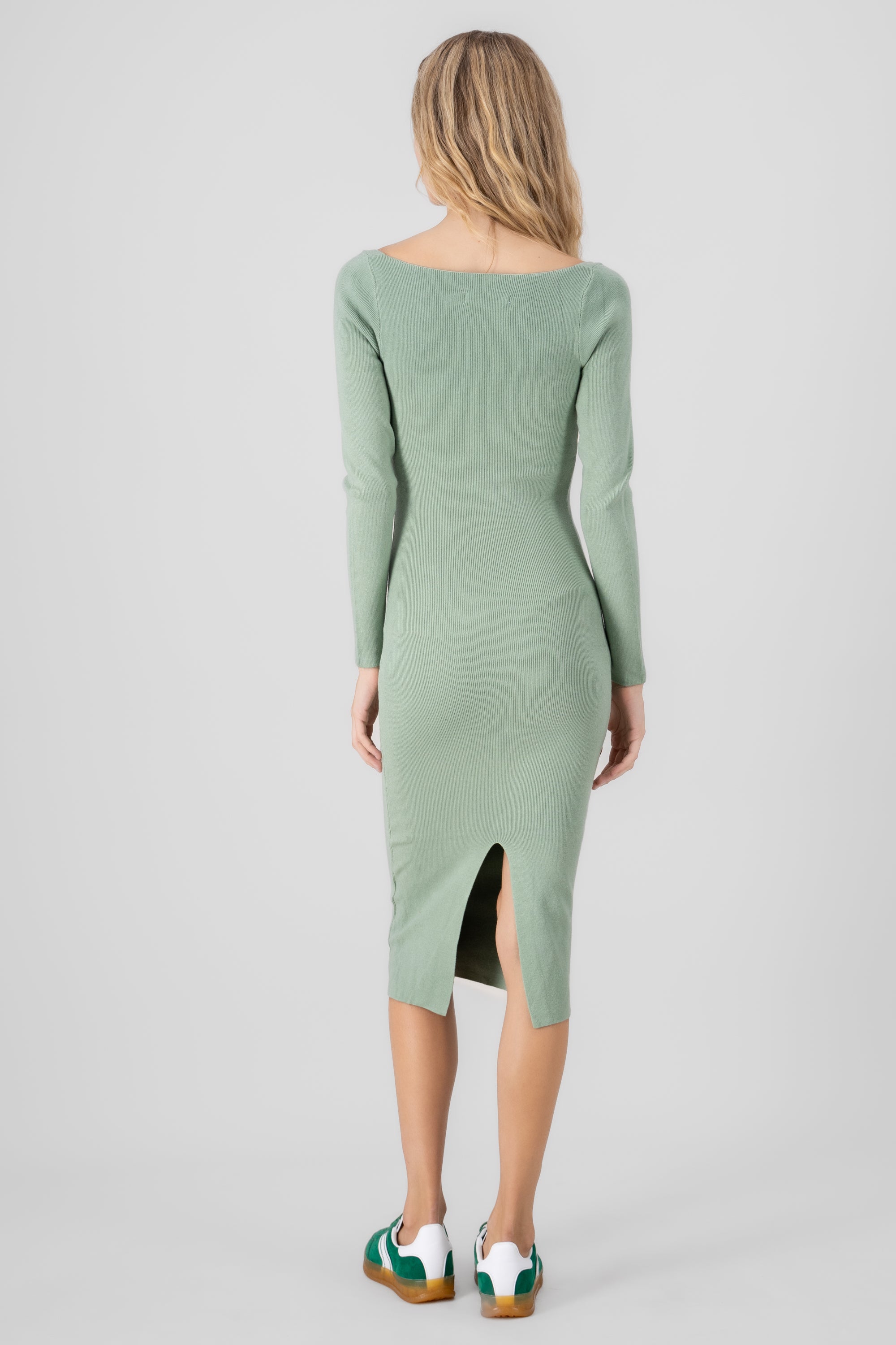 Knit Dress With Square Neckline OLIVE