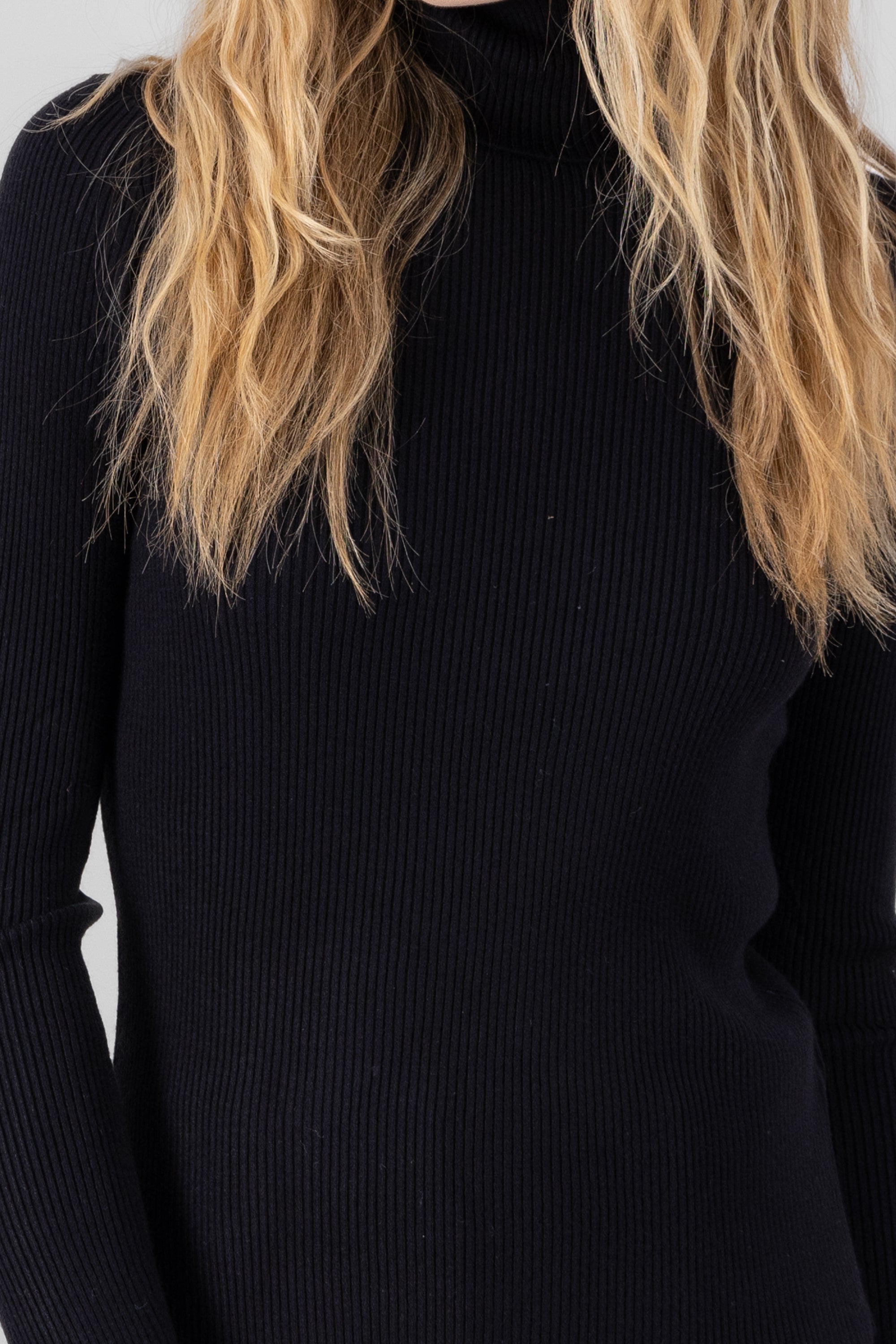 Ribbed High Neck Sweater BLACK