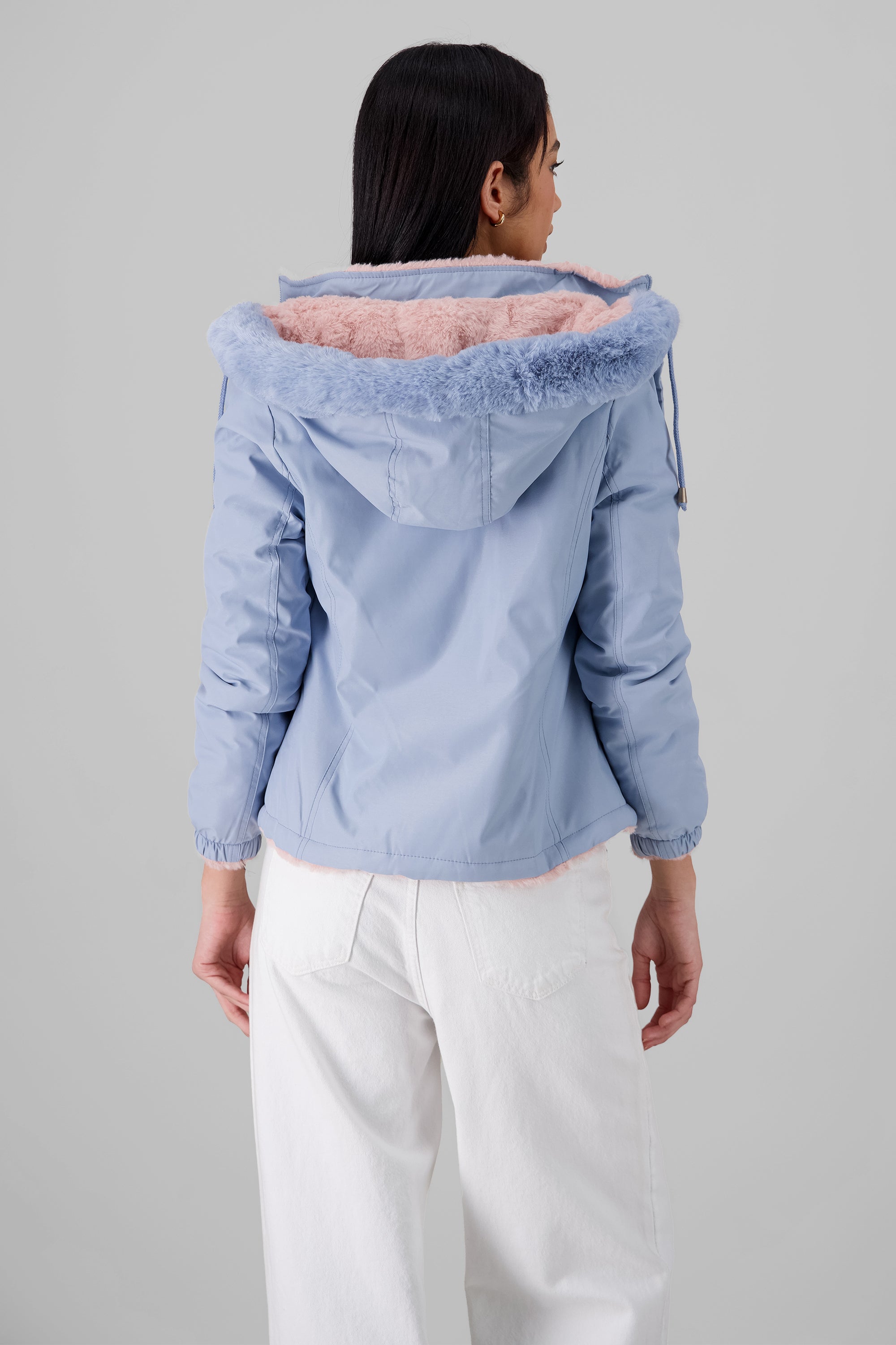 Short Faux Fur Jacket BLUE