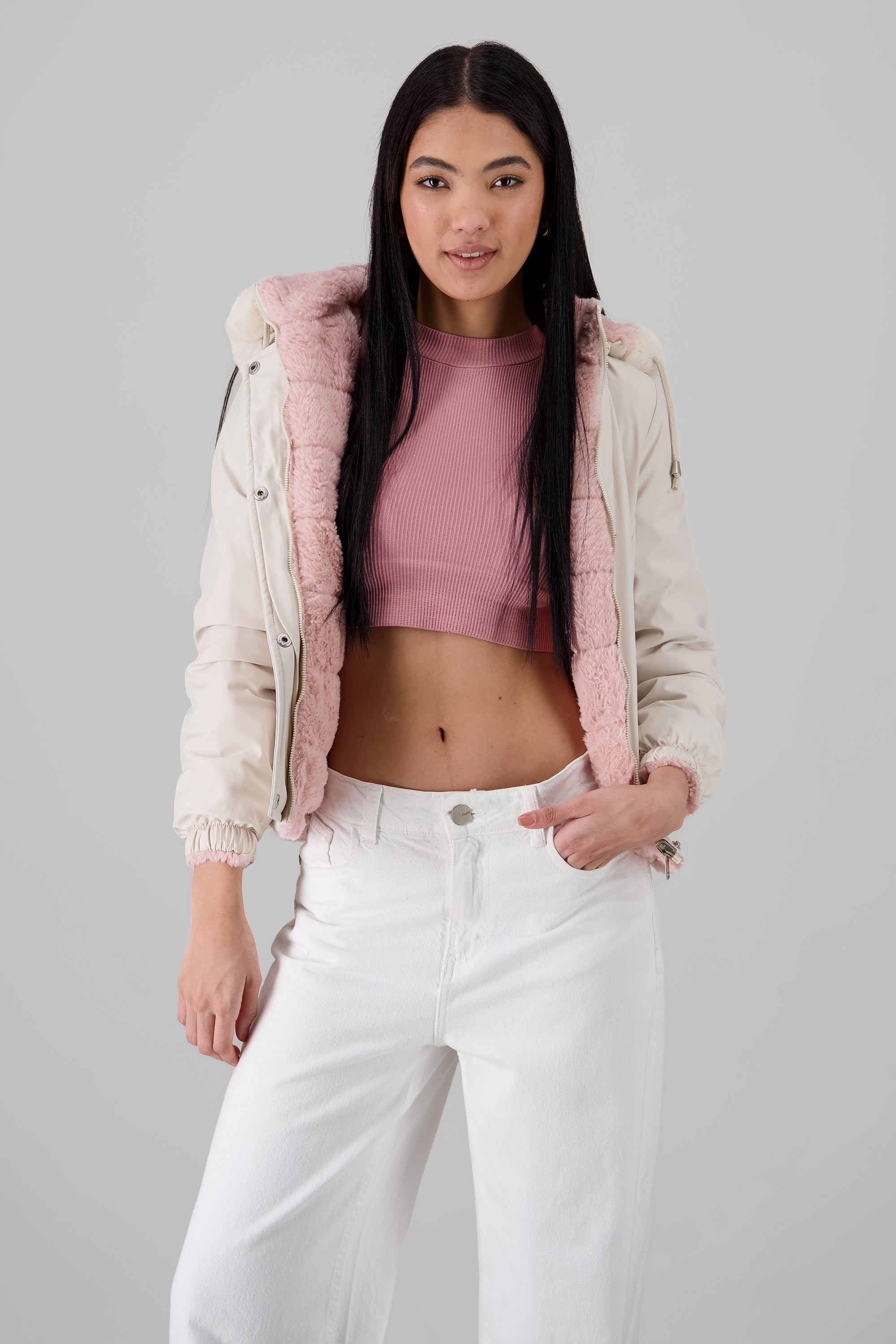 Short Faux Fur Jacket IVORY