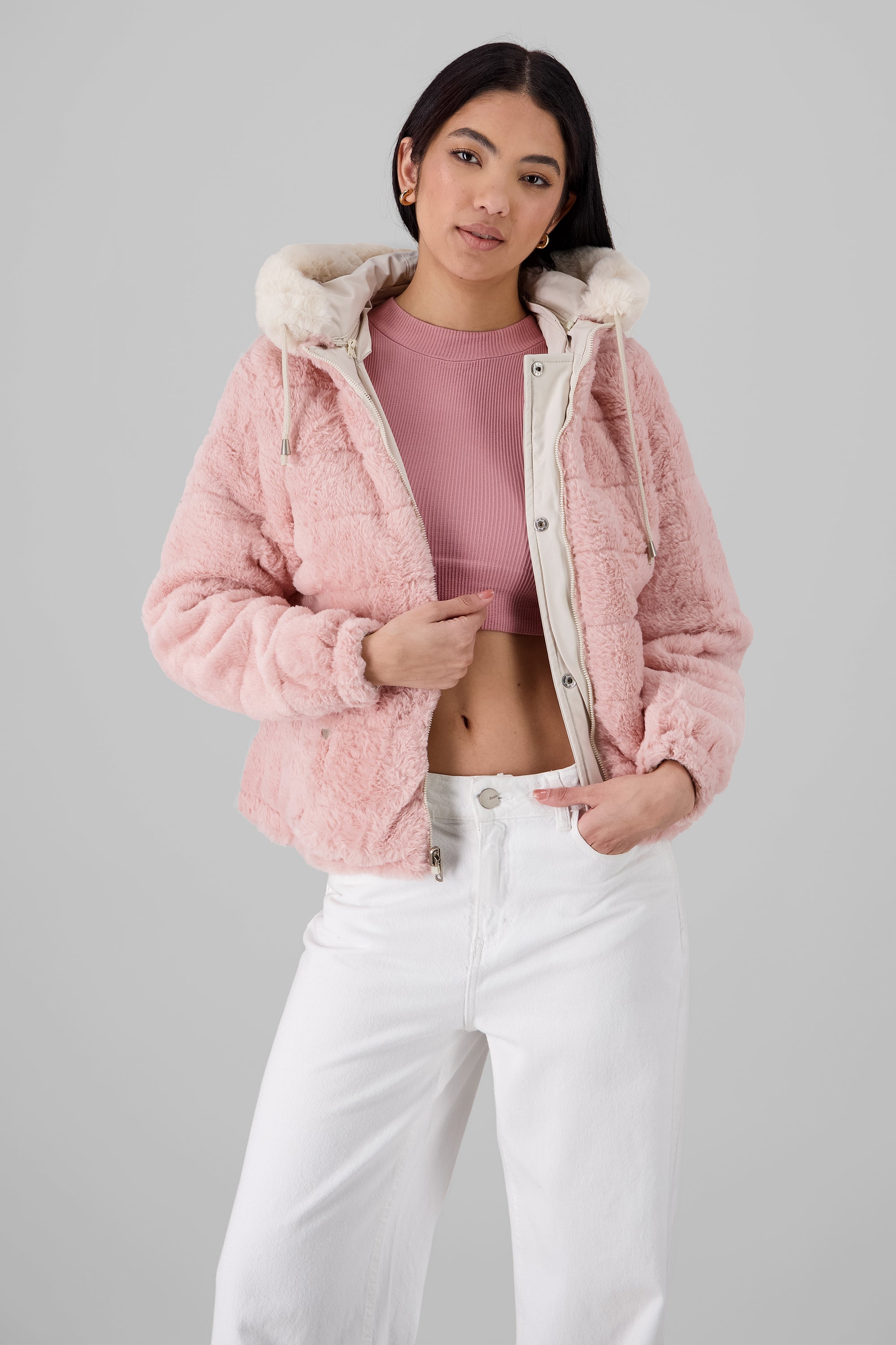 Short Faux Fur Jacket IVORY