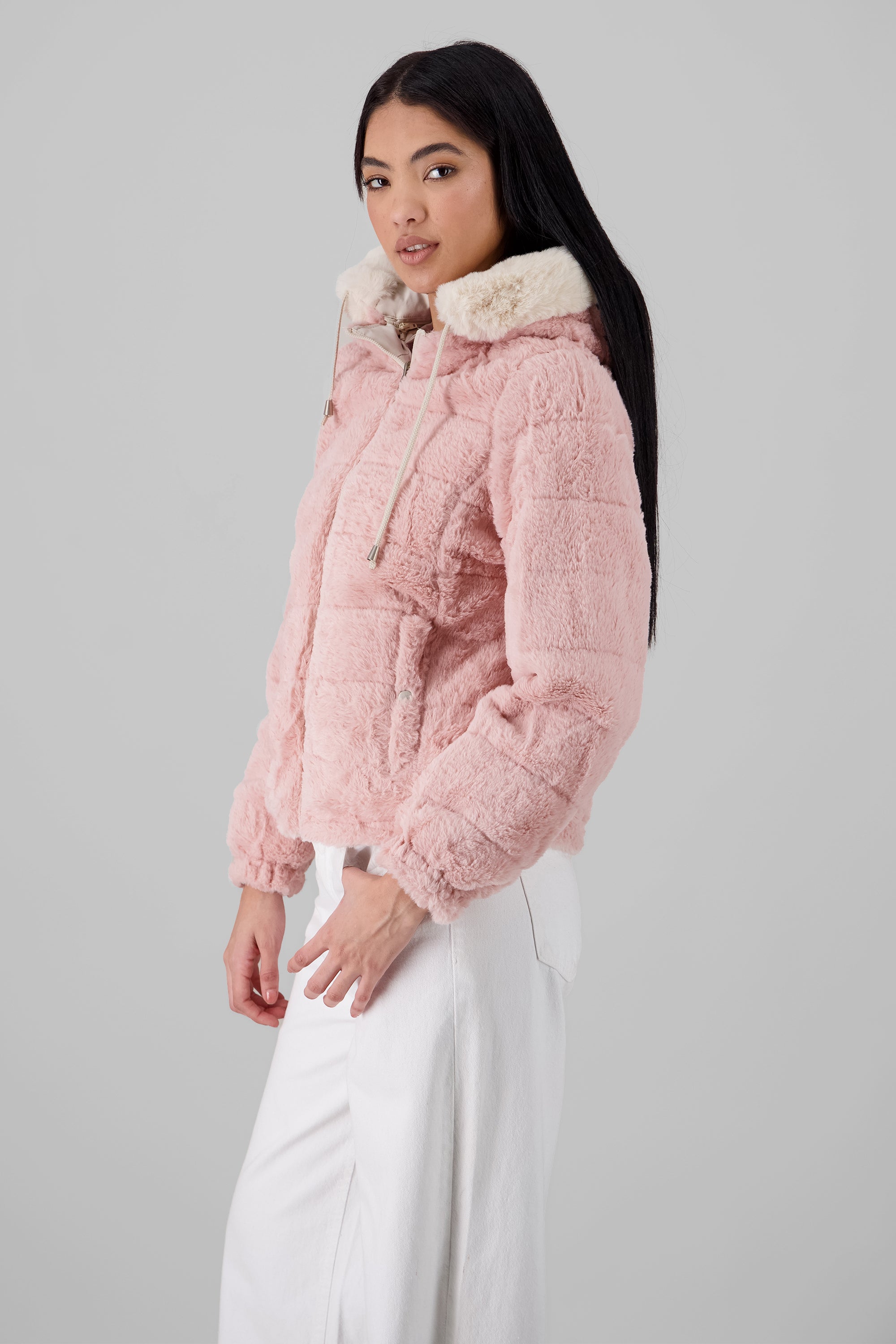 Short Faux Fur Jacket IVORY