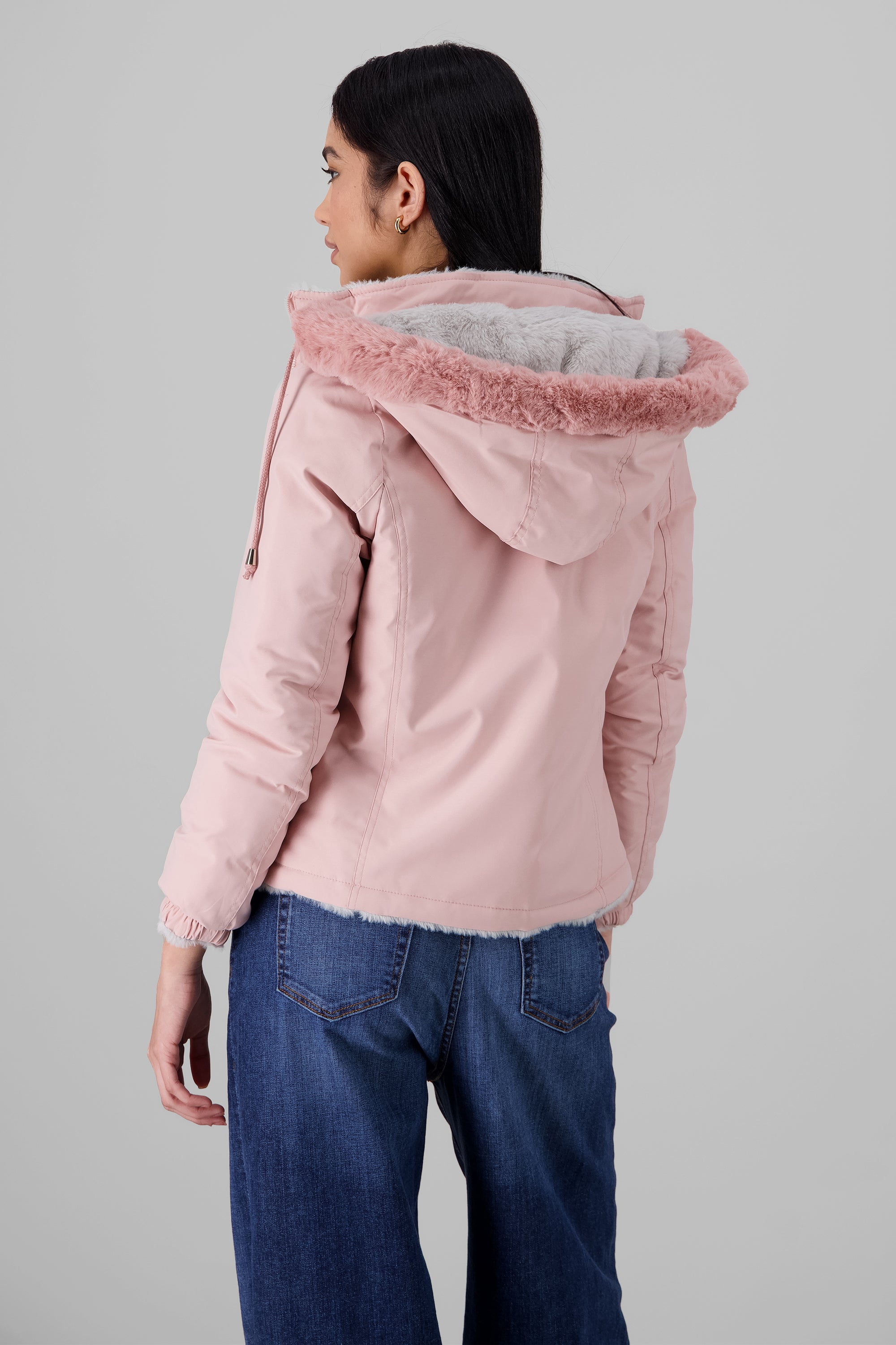 Short Faux Fur Jacket PINK