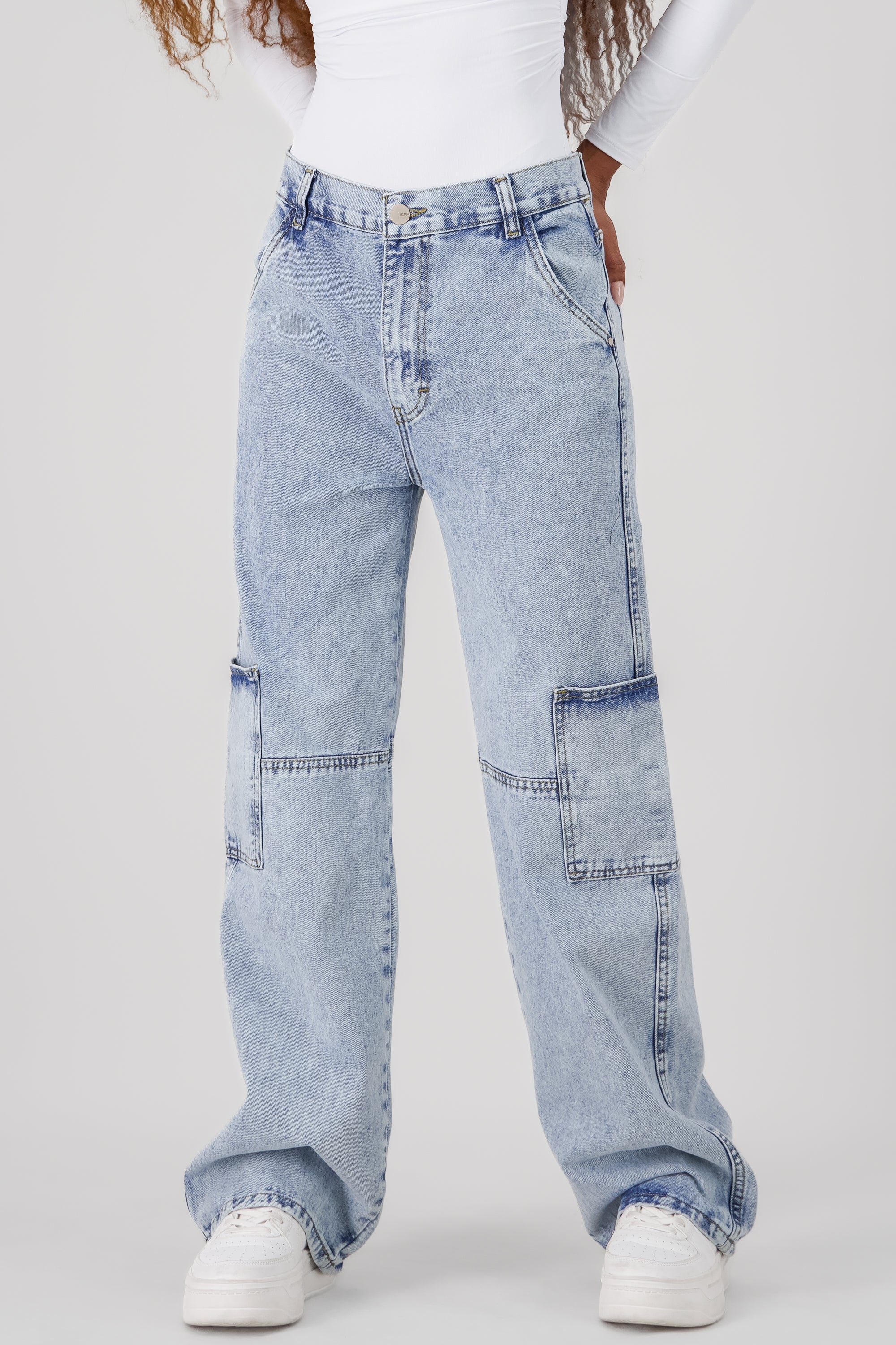 Cargo Jeans With 2 Pockets LIGHT ACID WASH