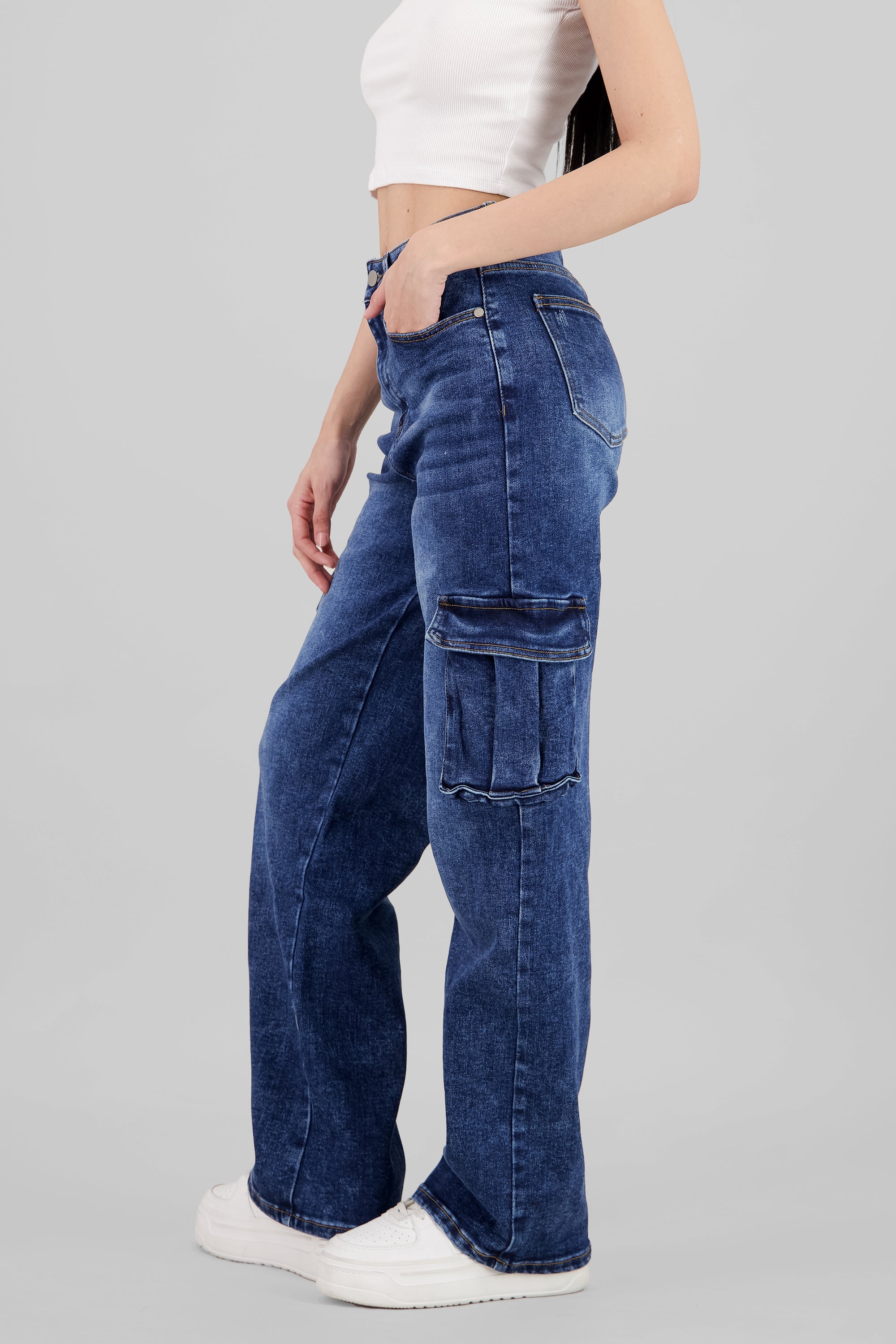 Cargo Jeans With Pockets DARK WASH