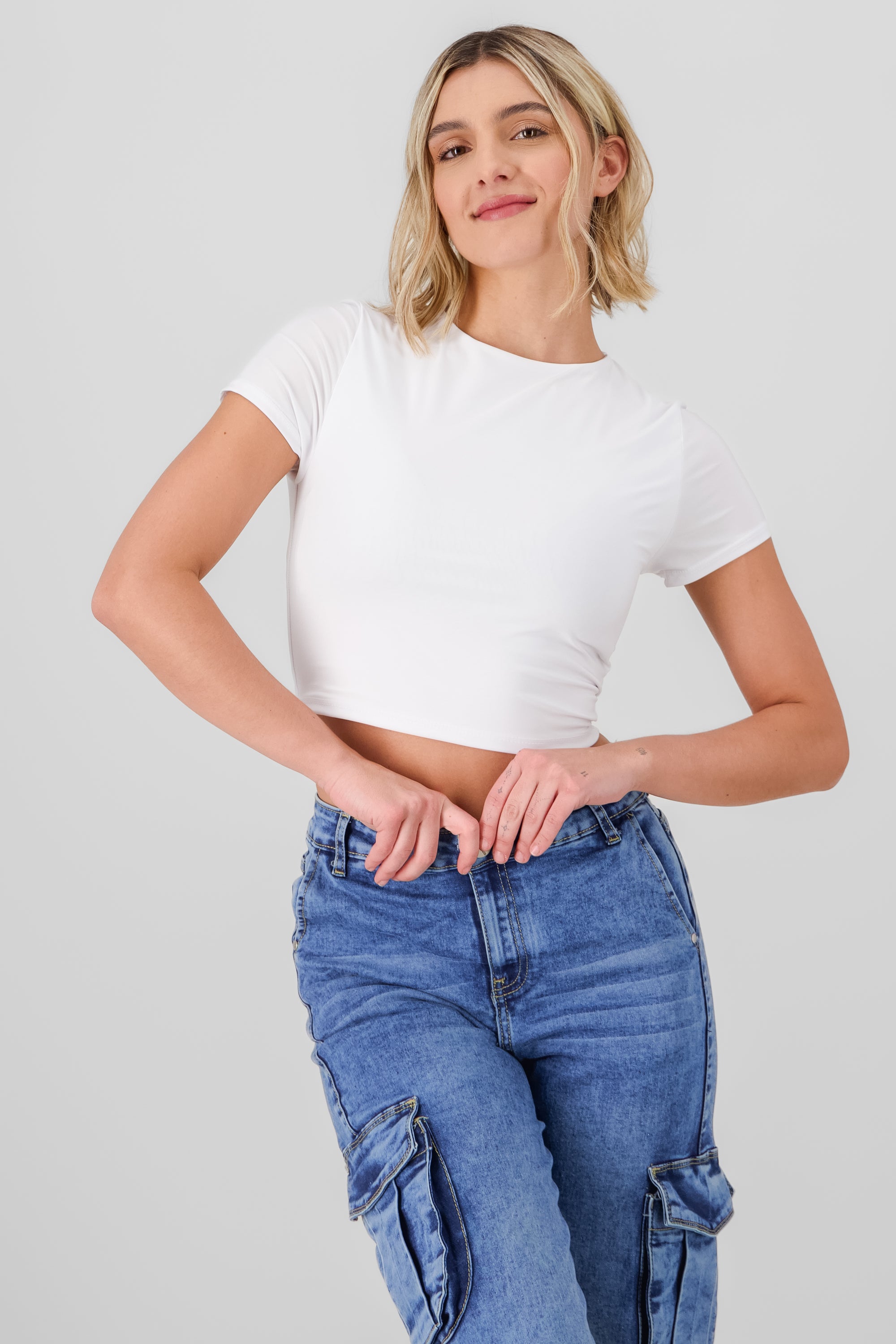 Short Sleeve Crop Top WHITE