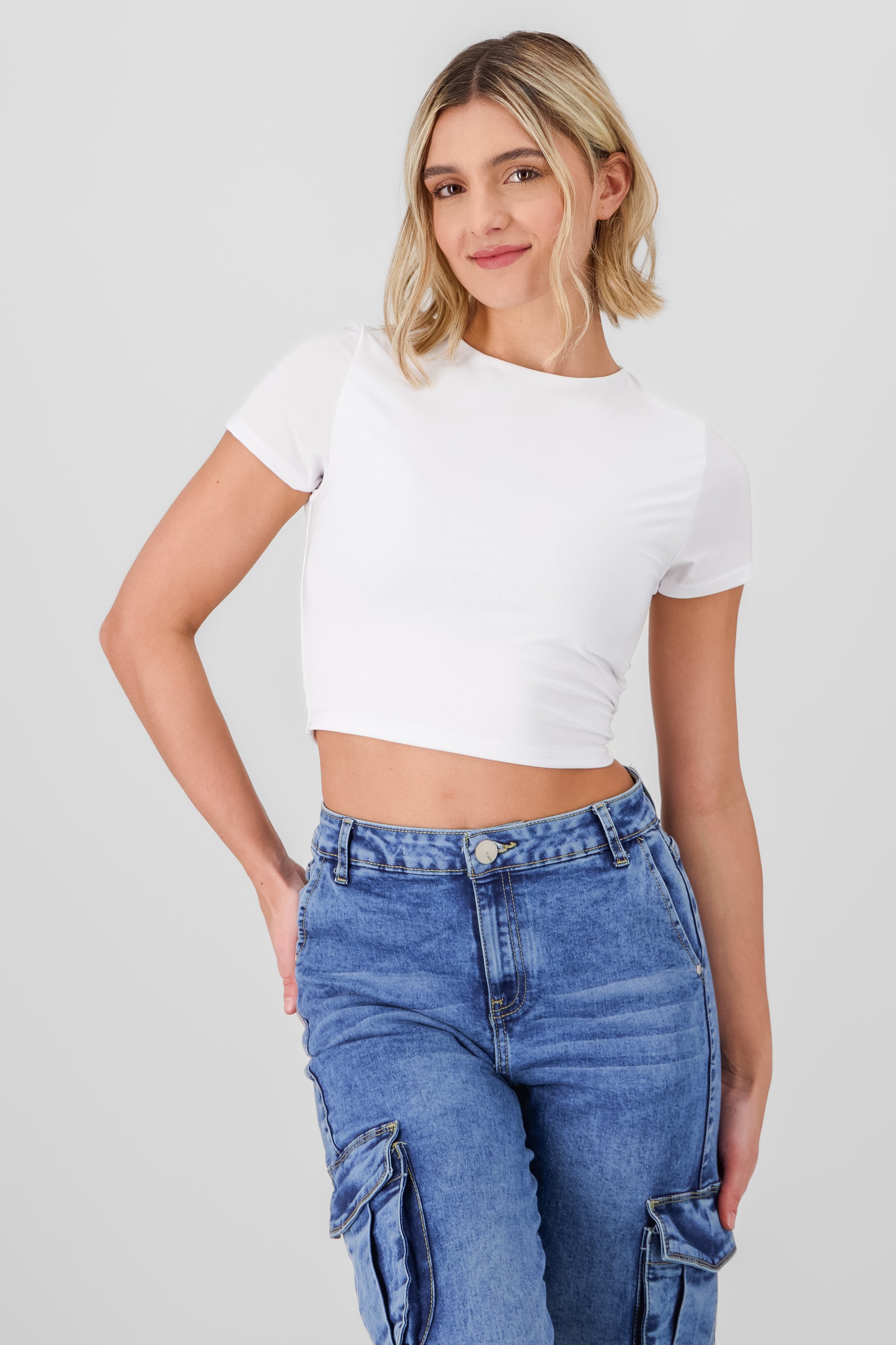 Short Sleeve Crop Top WHITE