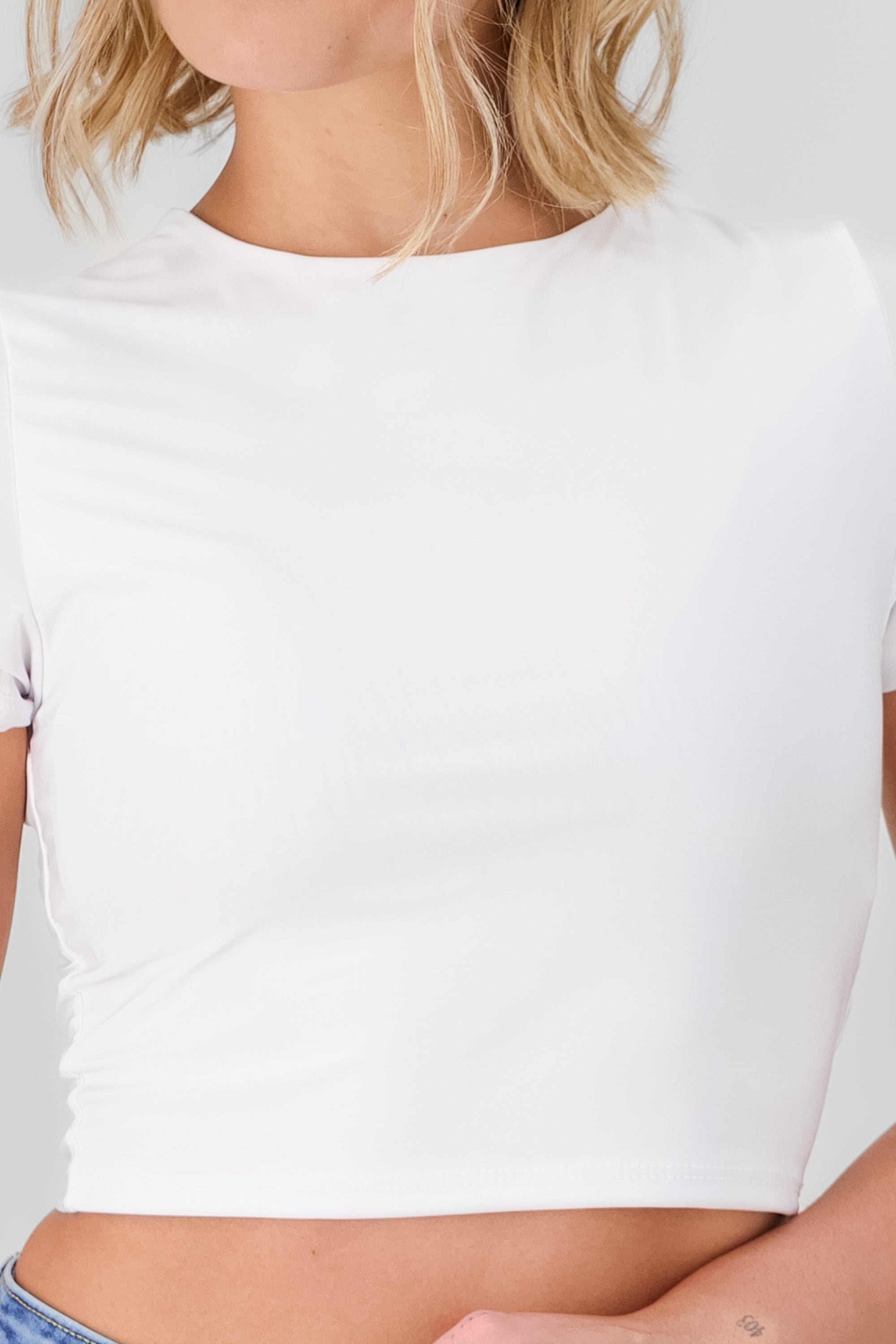 Short Sleeve Crop Top WHITE