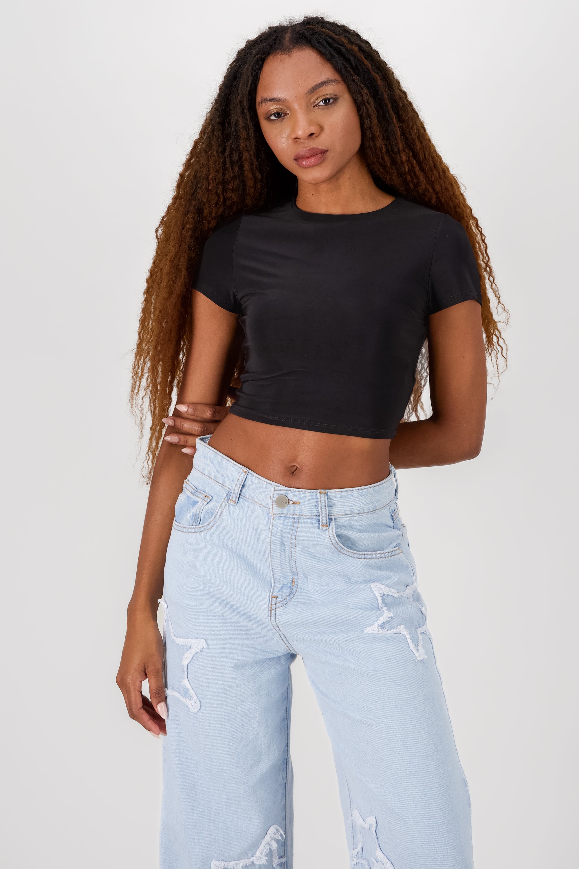 Short Sleeve Crop Top BLACK