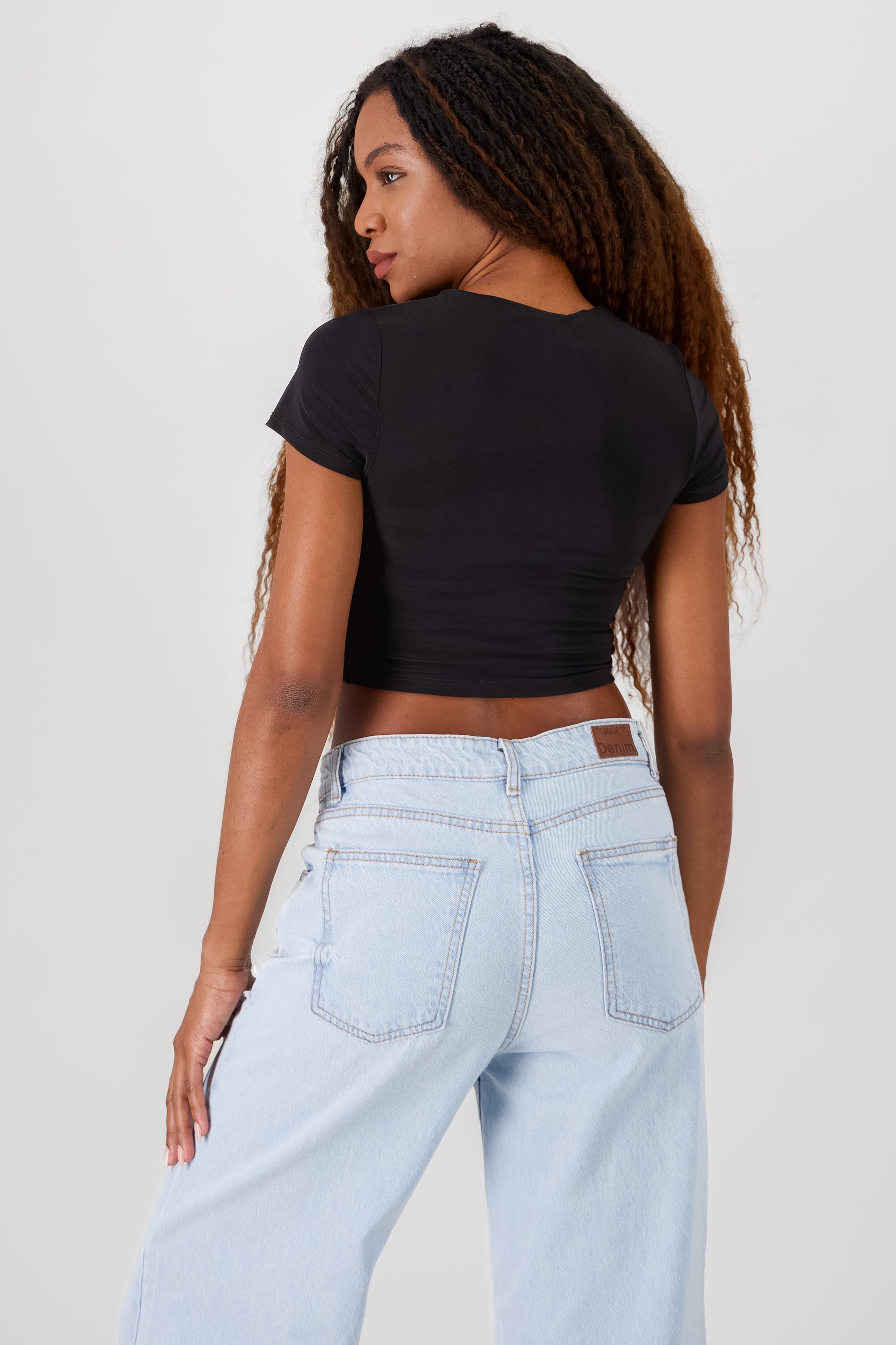 Short Sleeve Crop Top BLACK