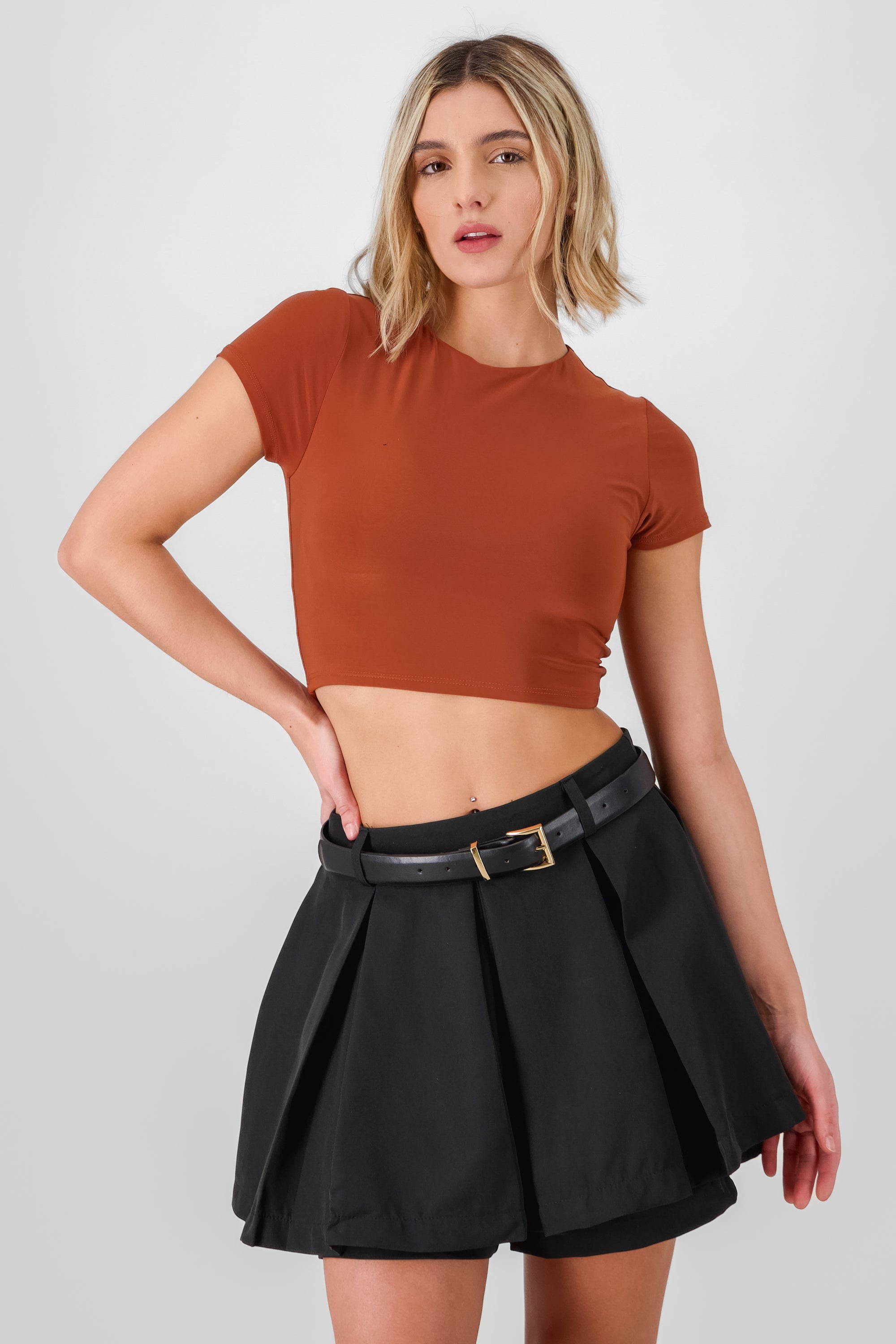 Short Sleeve Crop Top BRICK RED