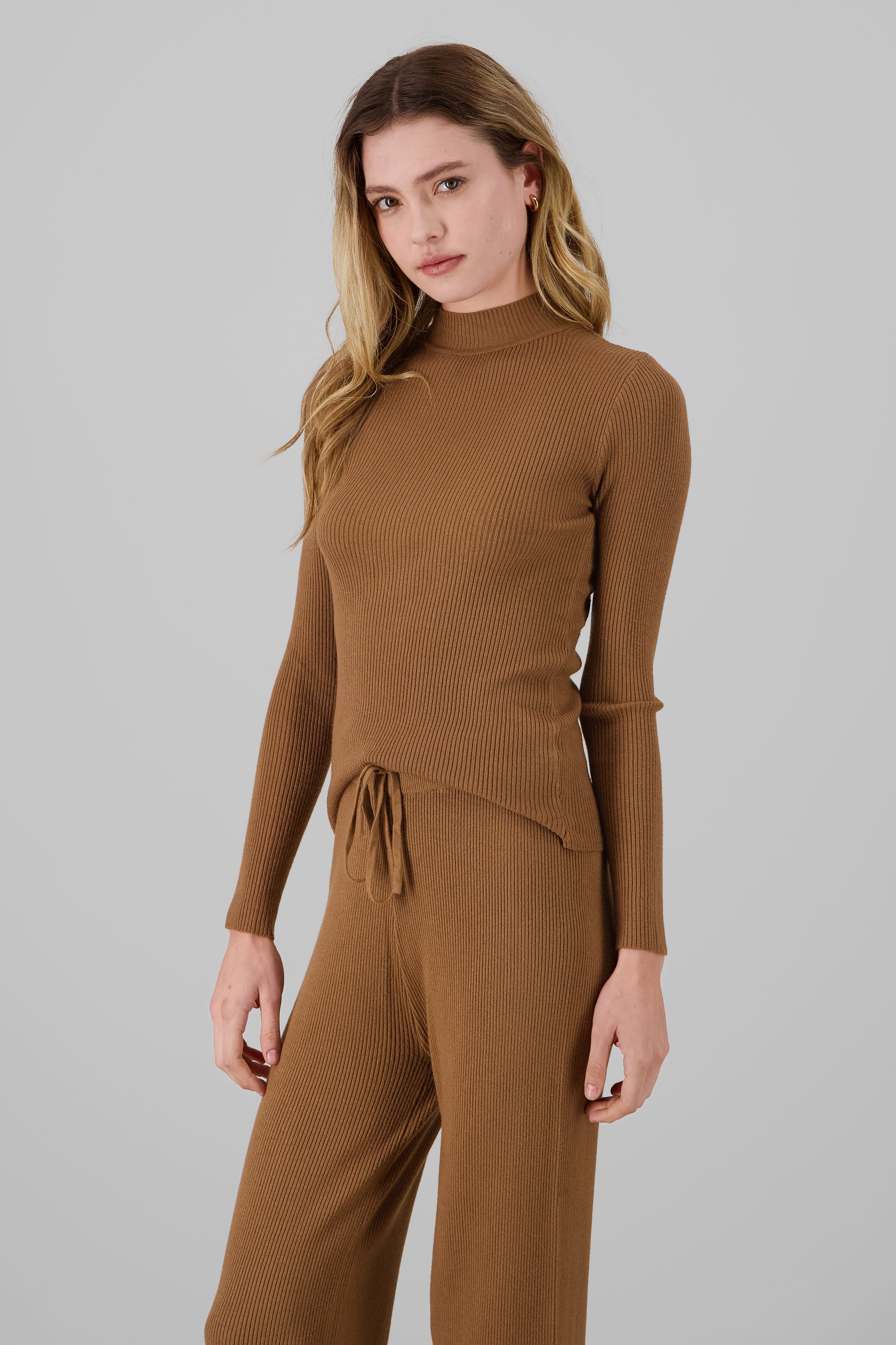 Long Sleeve Round Neck Sweater BROWN