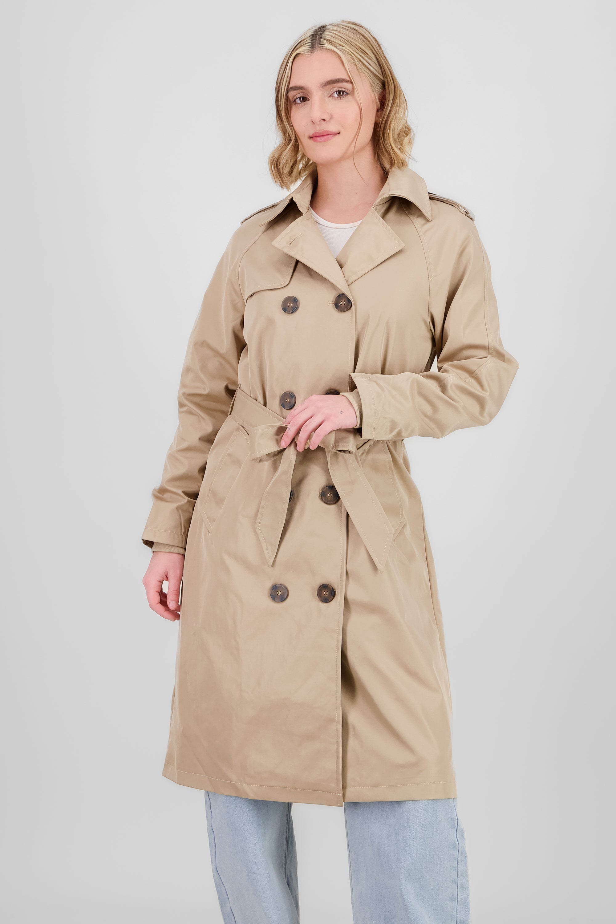 Long Trench Coat with Button details BEIGE