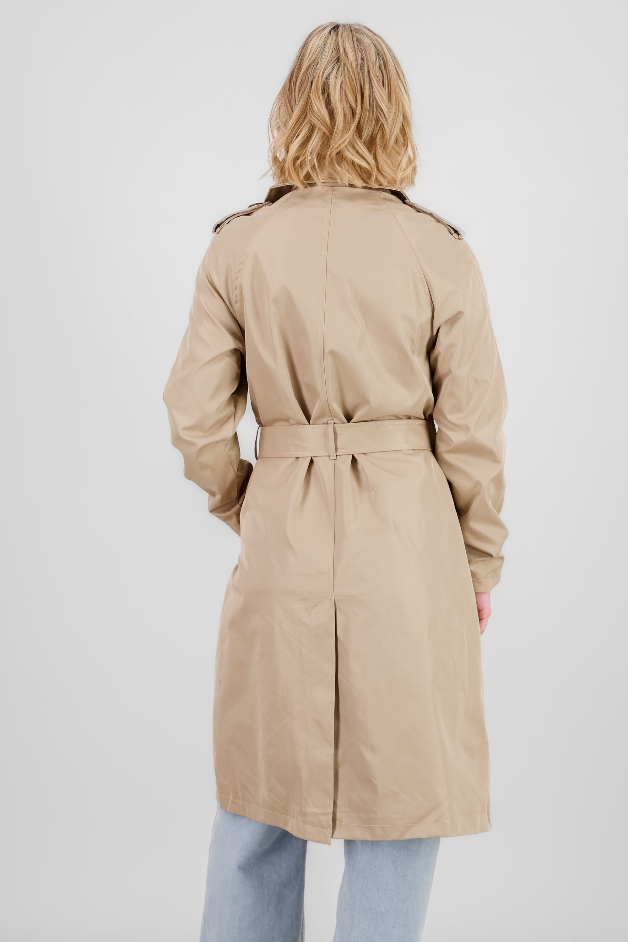 Long Trench Coat with Button details BEIGE