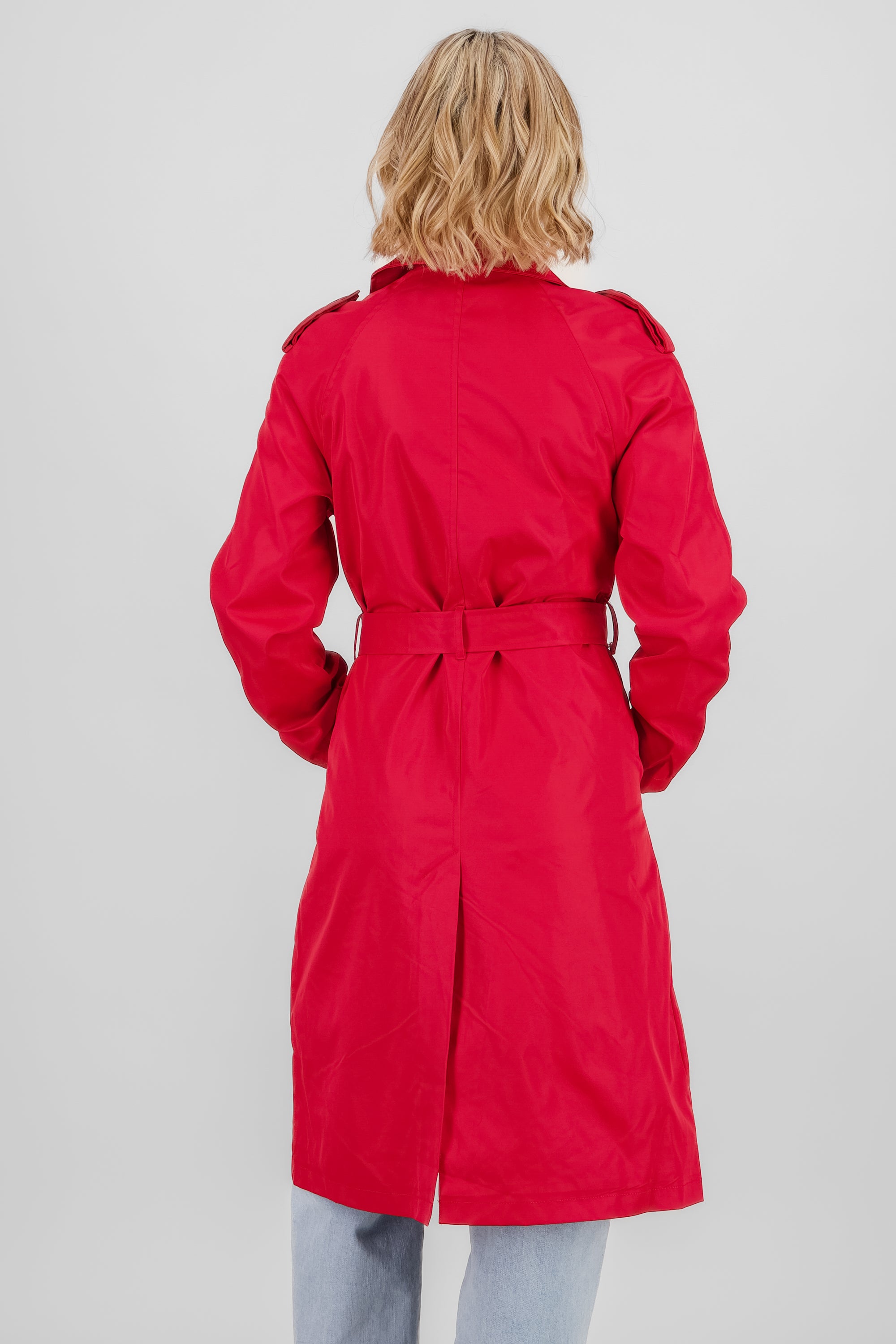 Long Trench Coat with Button details RED