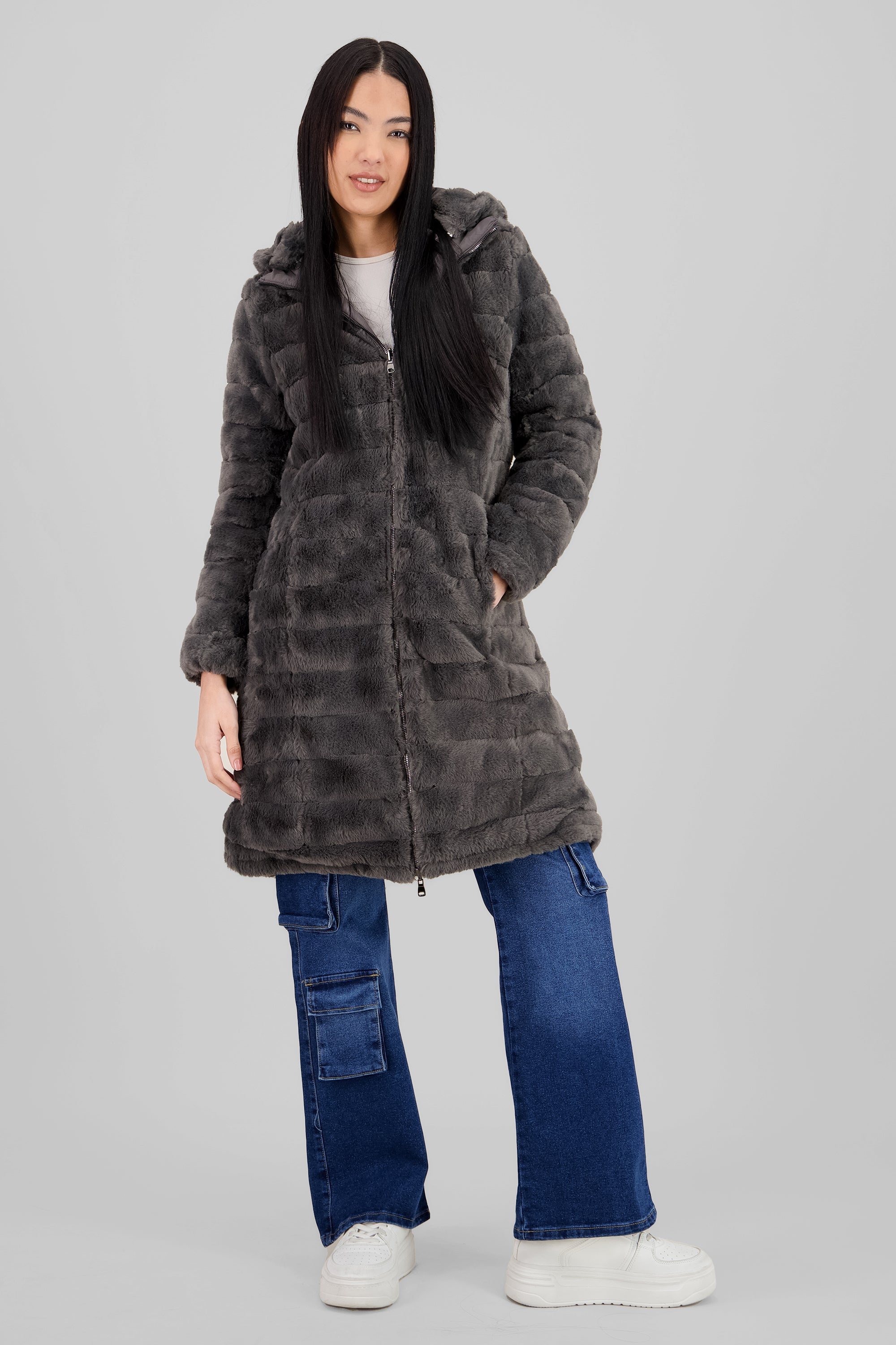 Long Fur Jacket DARK GRAY