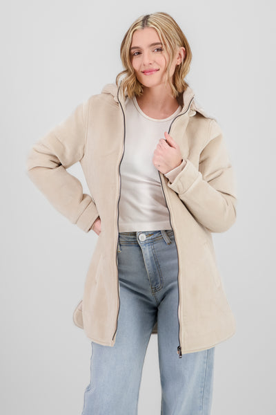 Long Jacket with Zipper details SAND