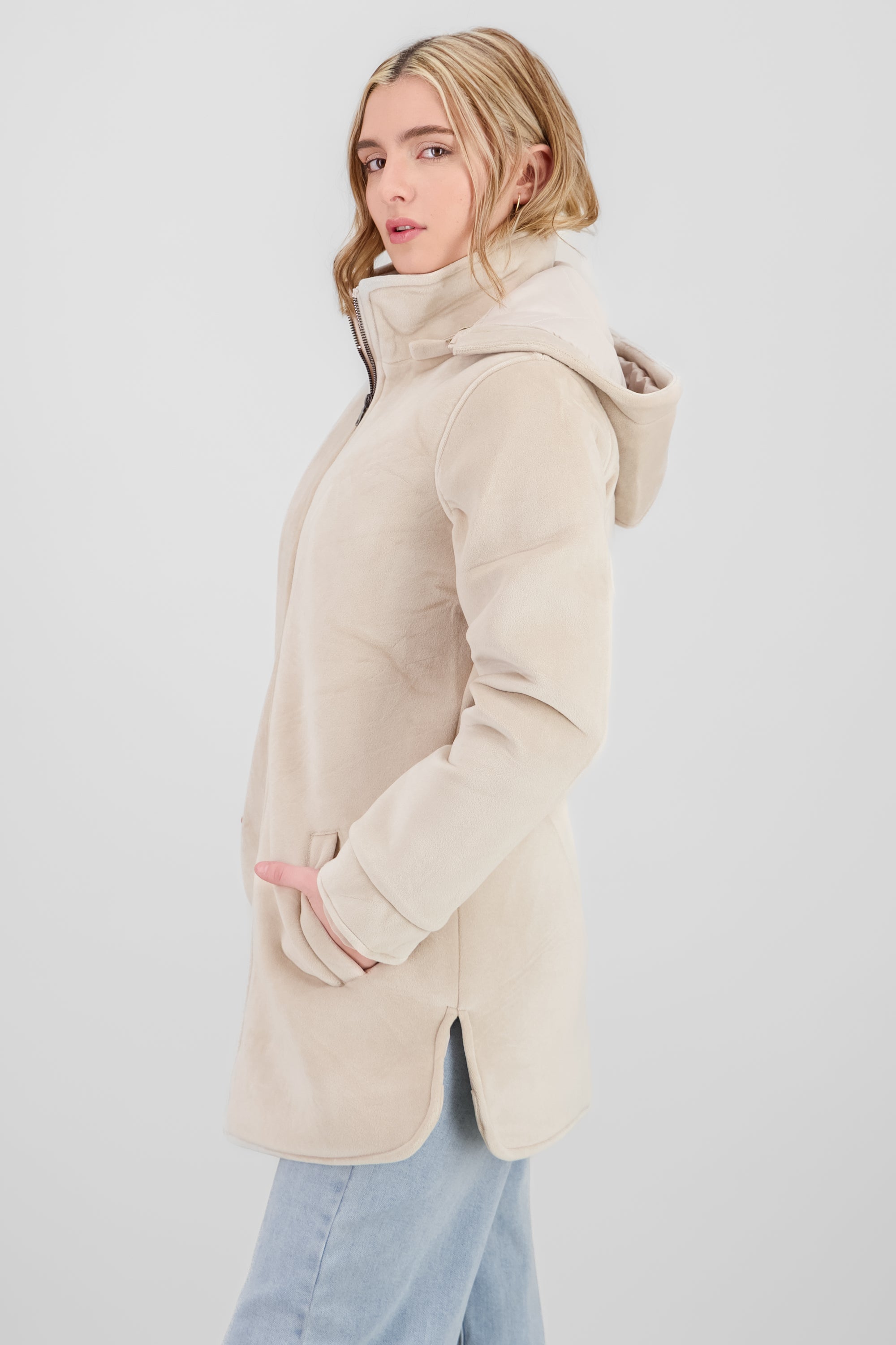 Long Jacket with Zipper details SAND