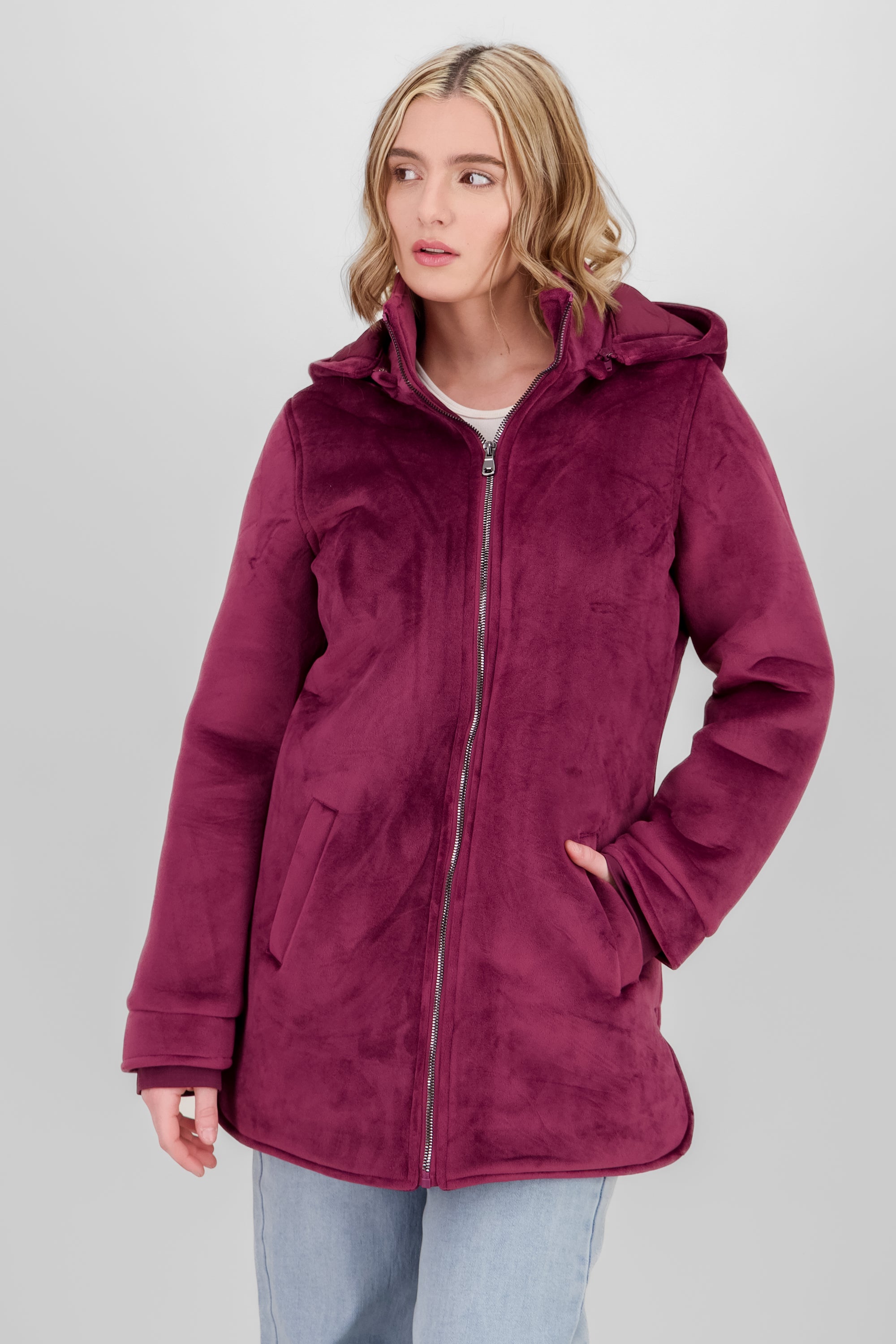 Long Jacket with Zipper details BURGUNDY