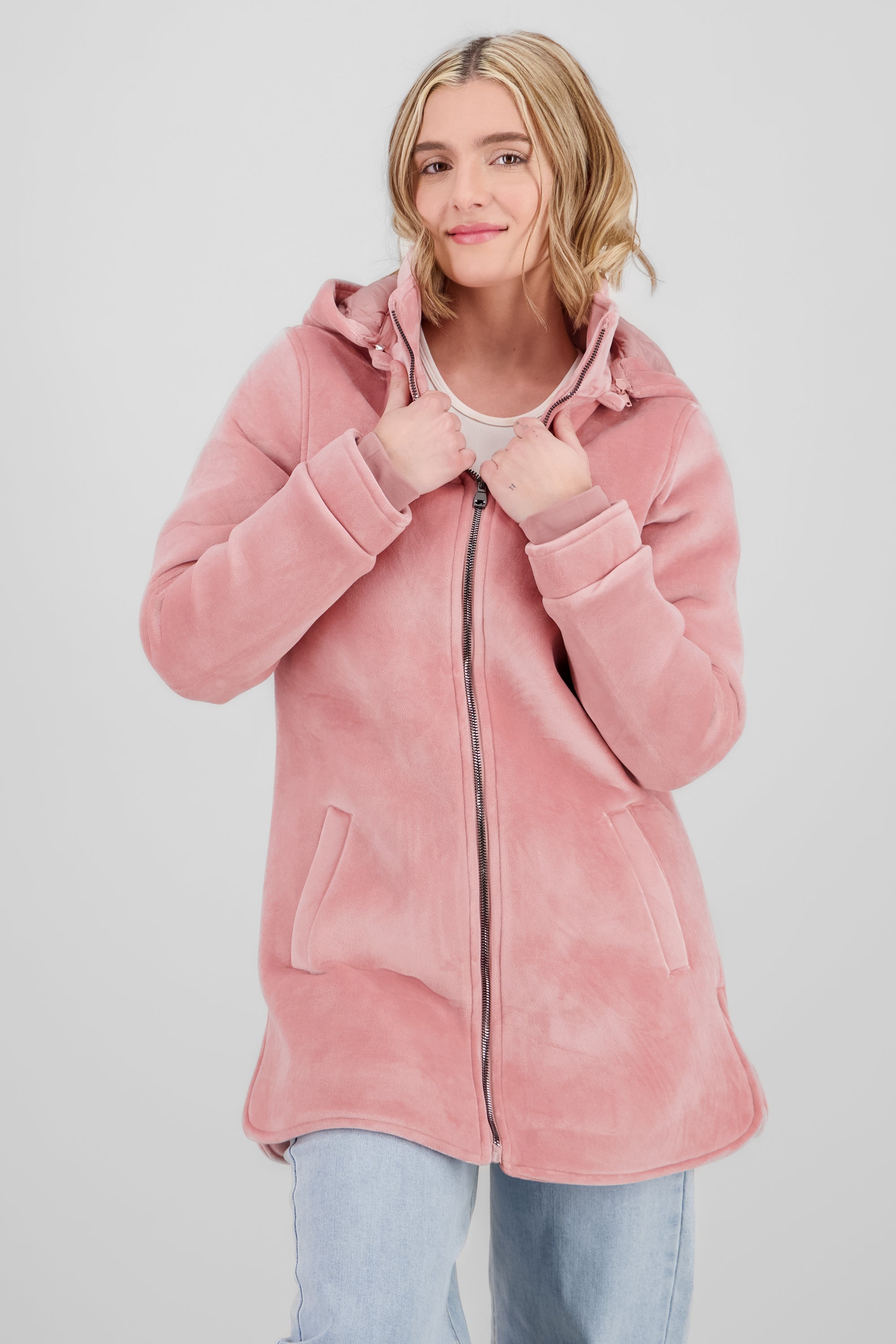 Long Jacket with Zipper details PINK