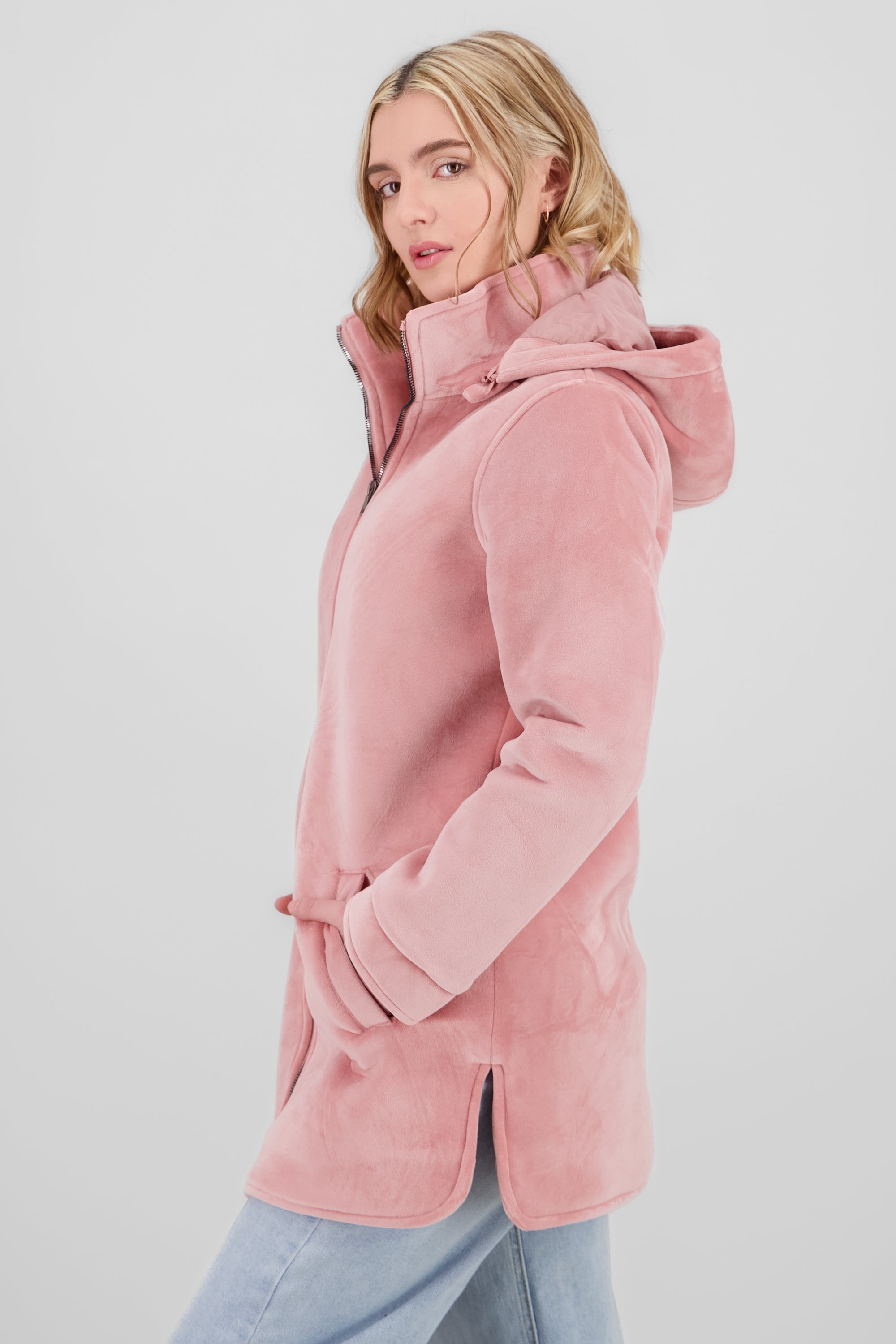 Long Jacket with Zipper details PINK