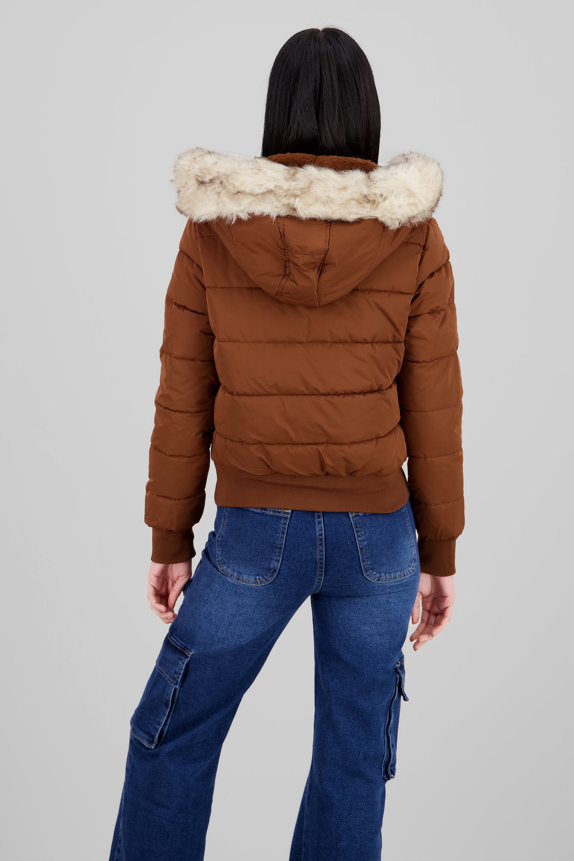 Fur Details Quilted Jacket CAMEL