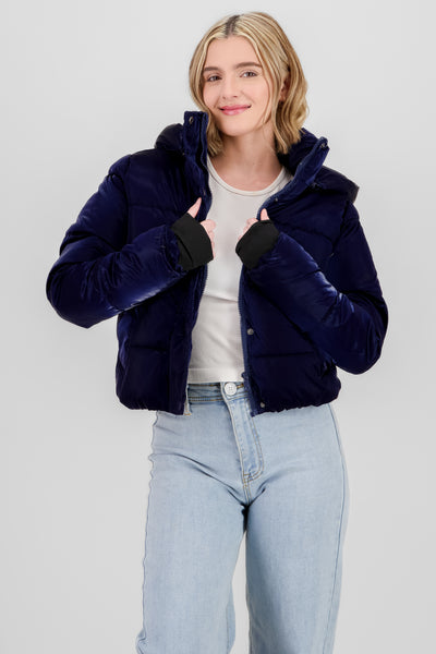 Quilted Shiny Jacket NAVY