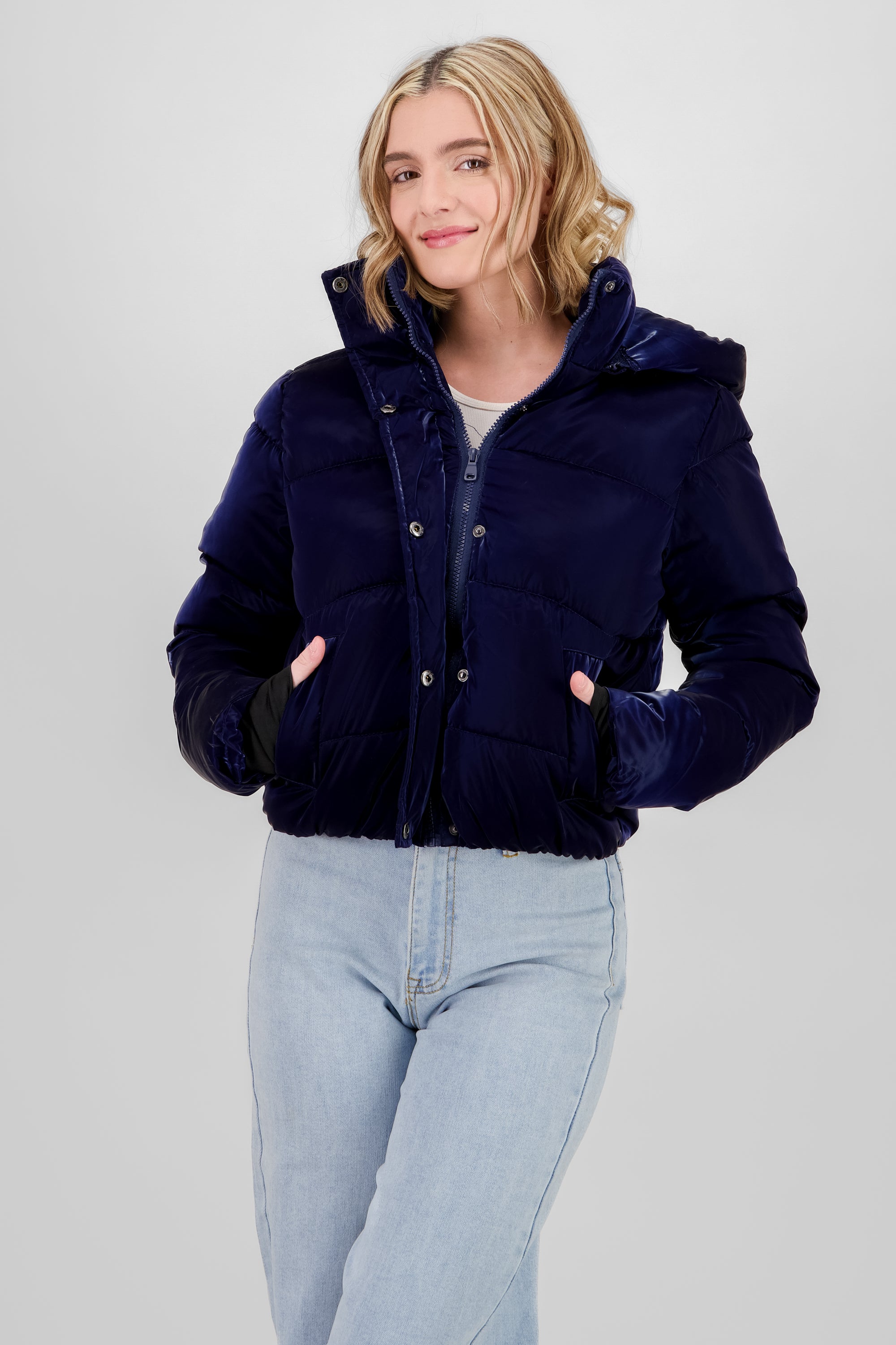 Quilted Shiny Jacket NAVY