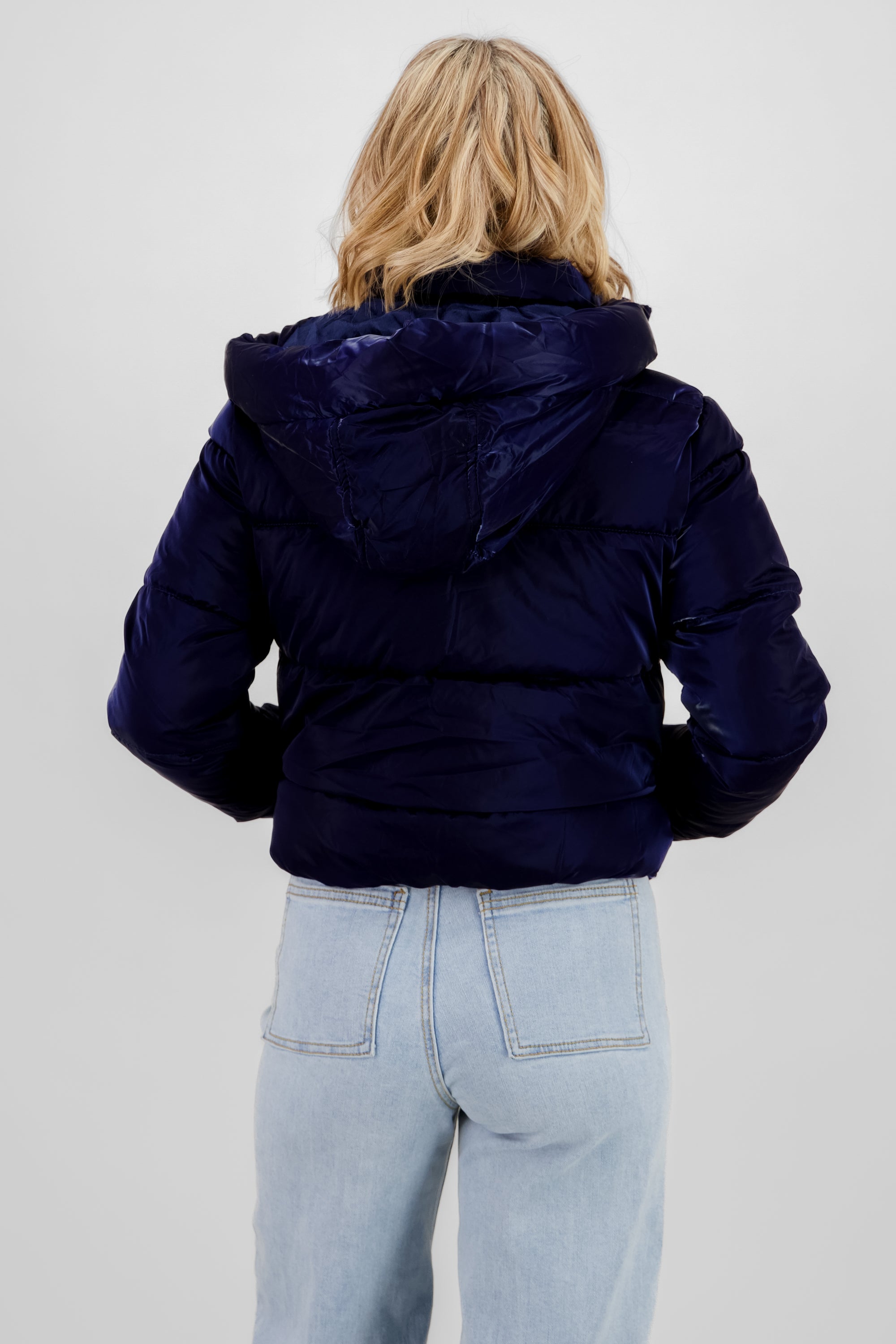 Quilted Shiny Jacket NAVY