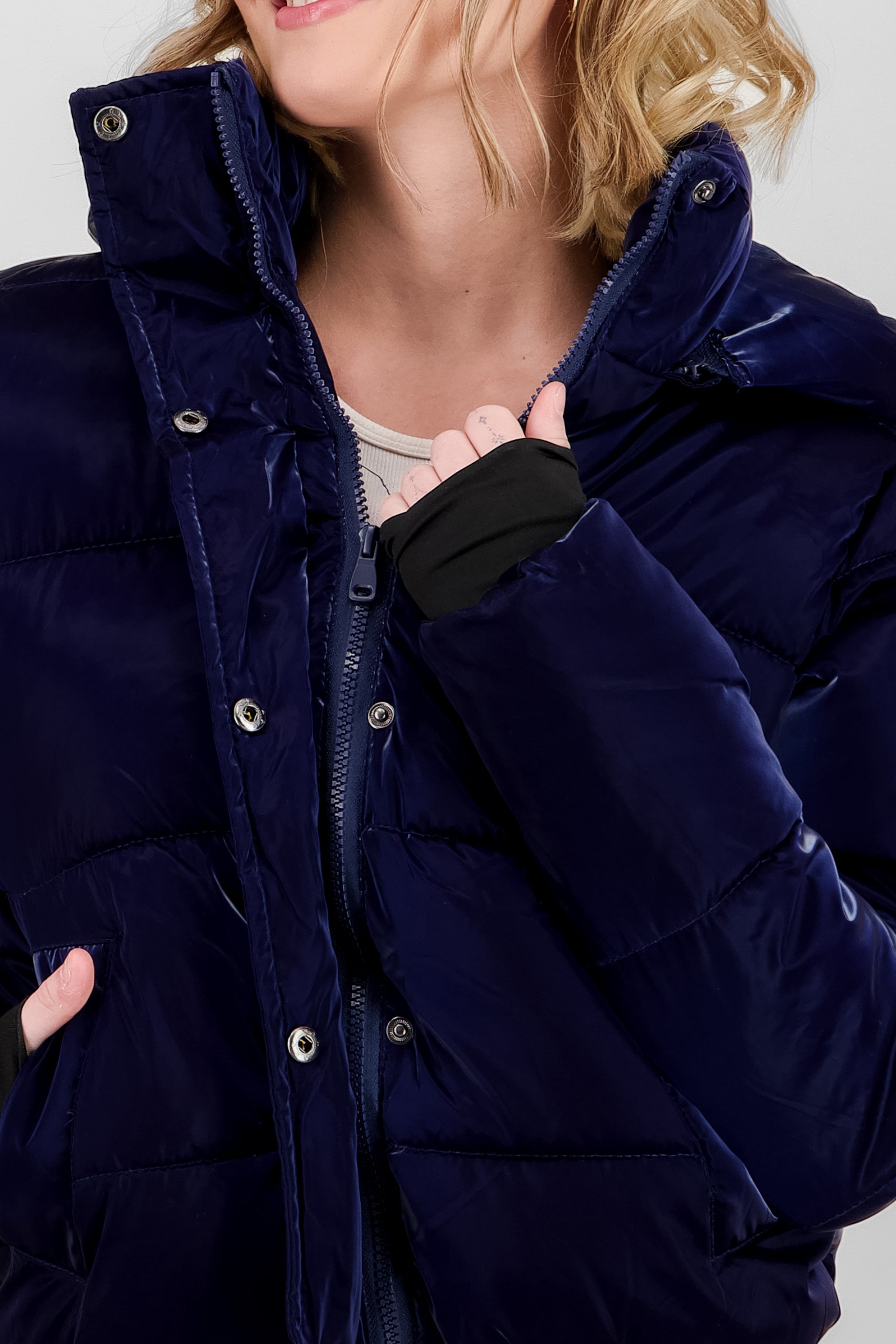 Quilted Shiny Jacket NAVY