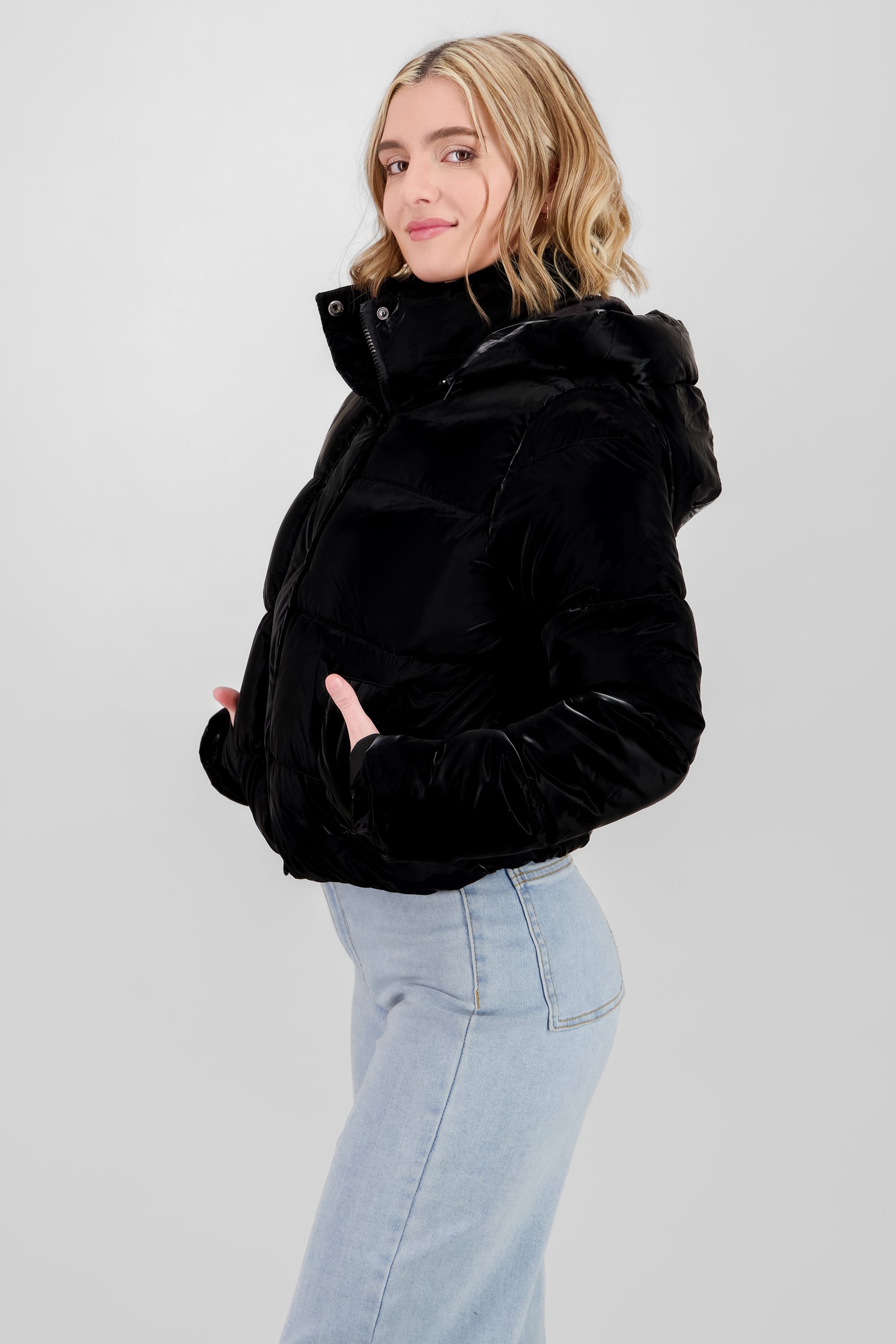 Quilted Shiny Jacket BLACK