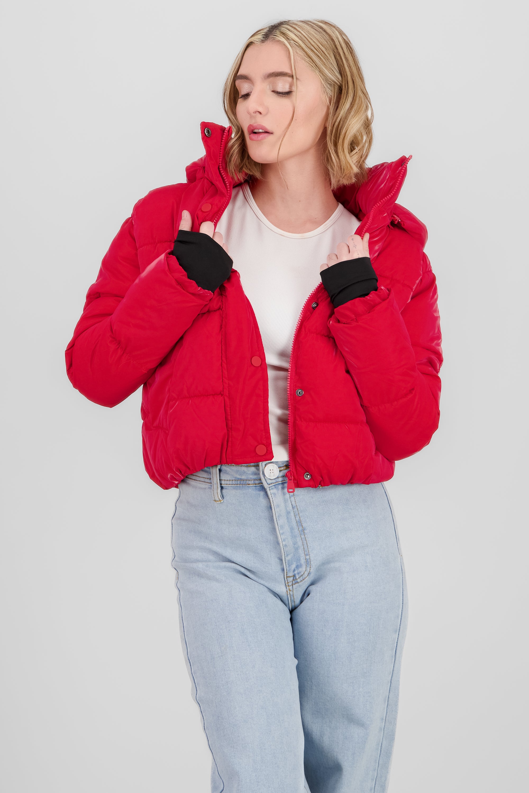 Quilted Shiny Jacket RED