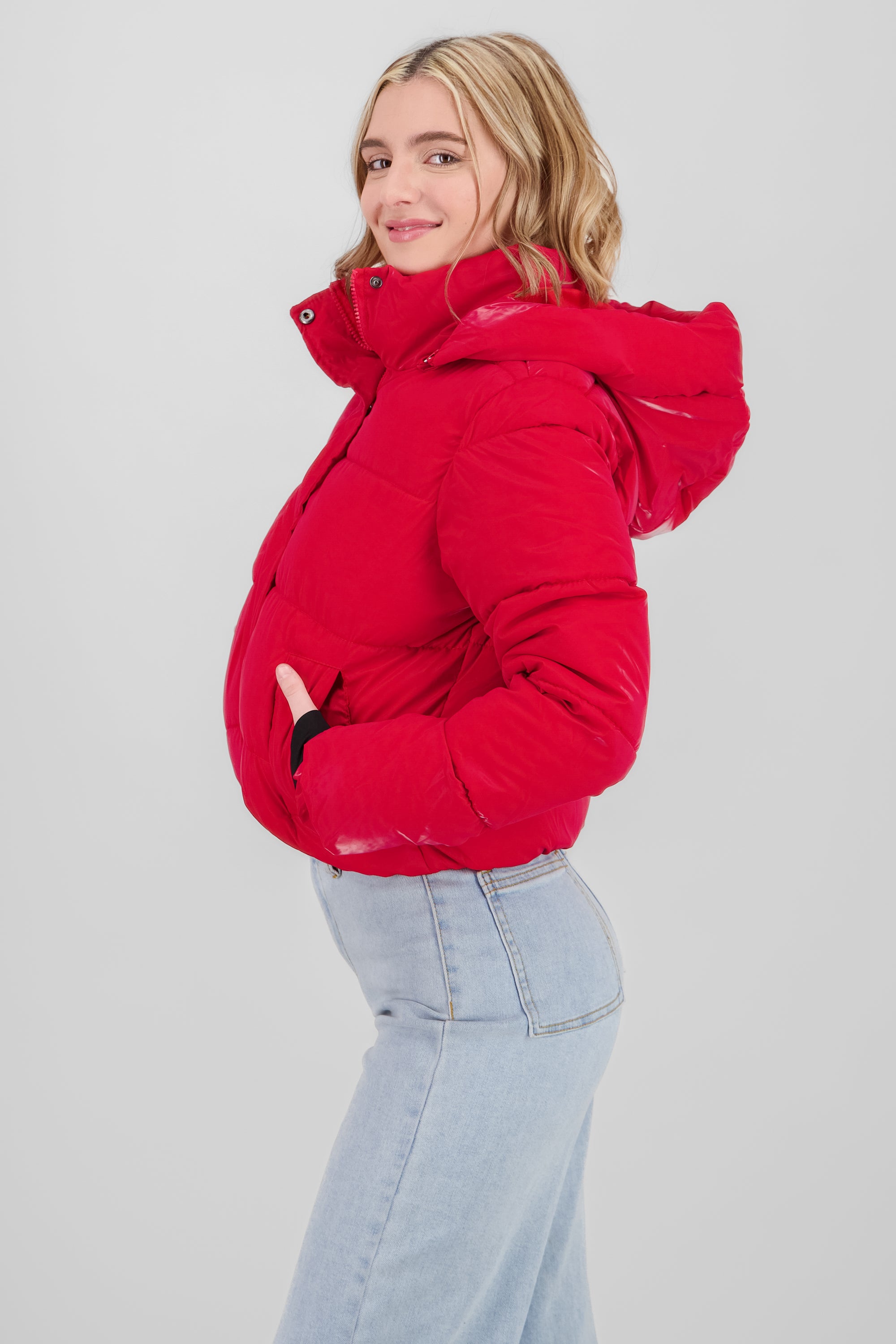 Quilted Shiny Jacket RED