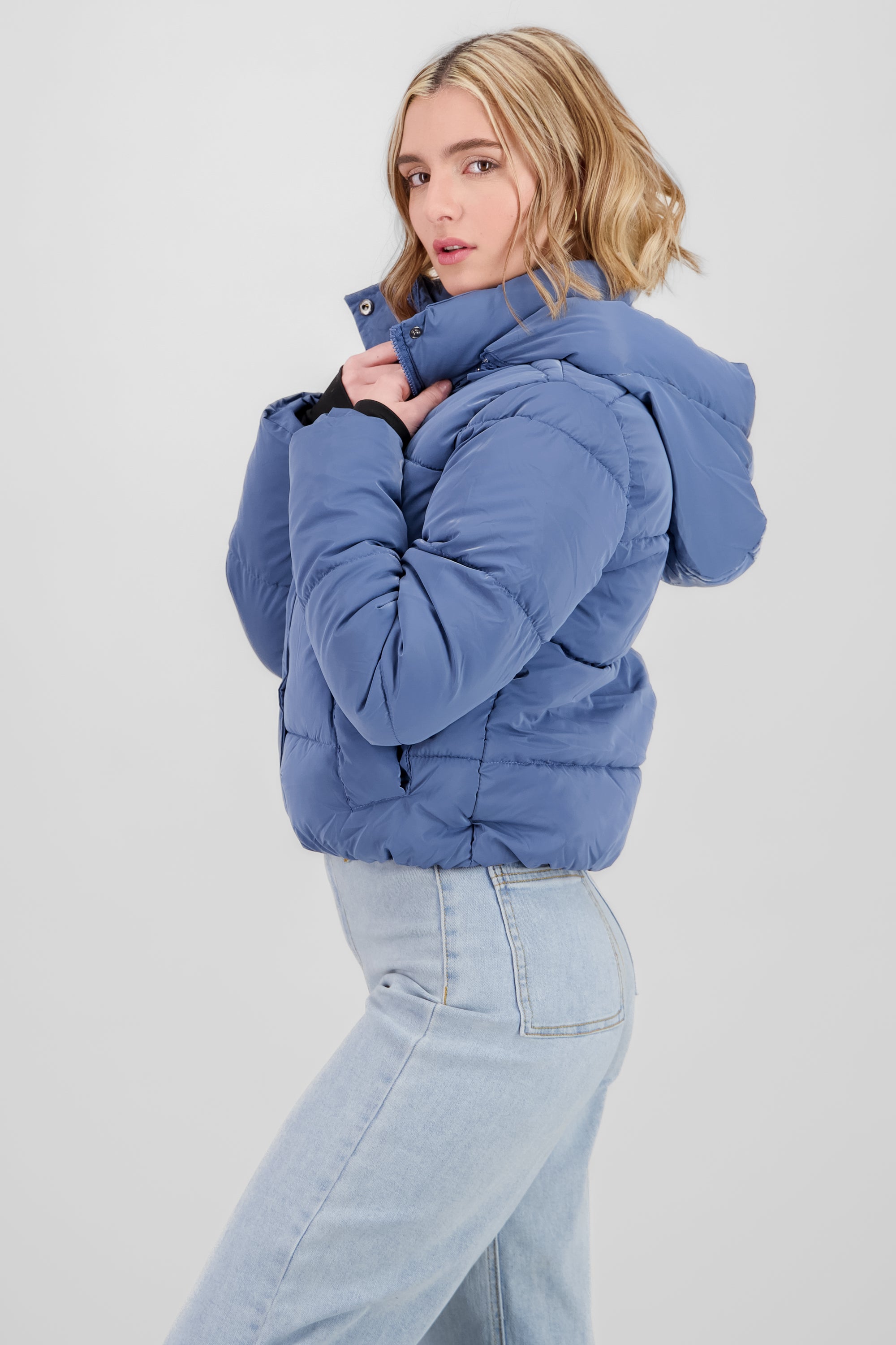 Quilted Shiny Jacket INDIGO