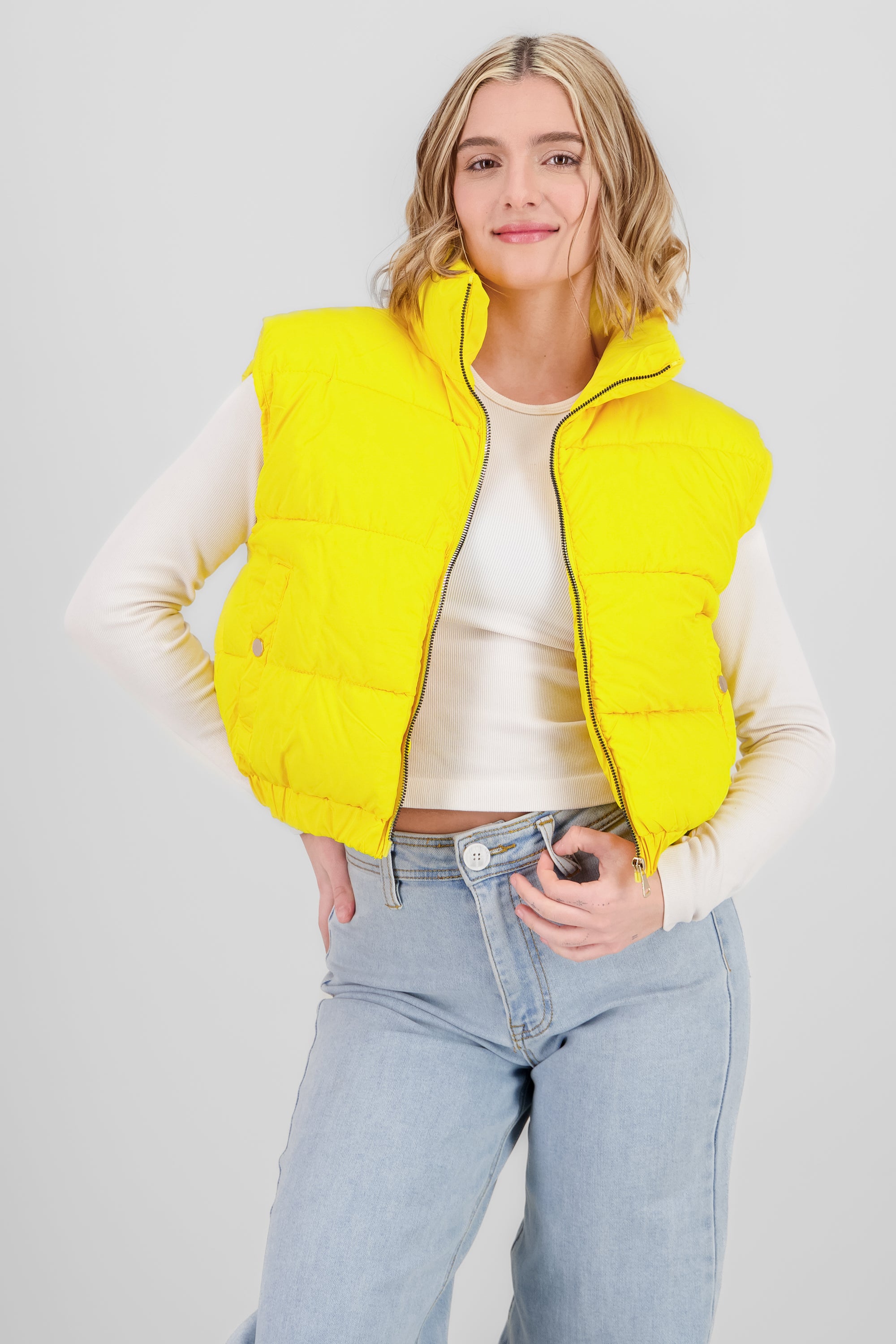 Cropped Quilted Vest YELLOW