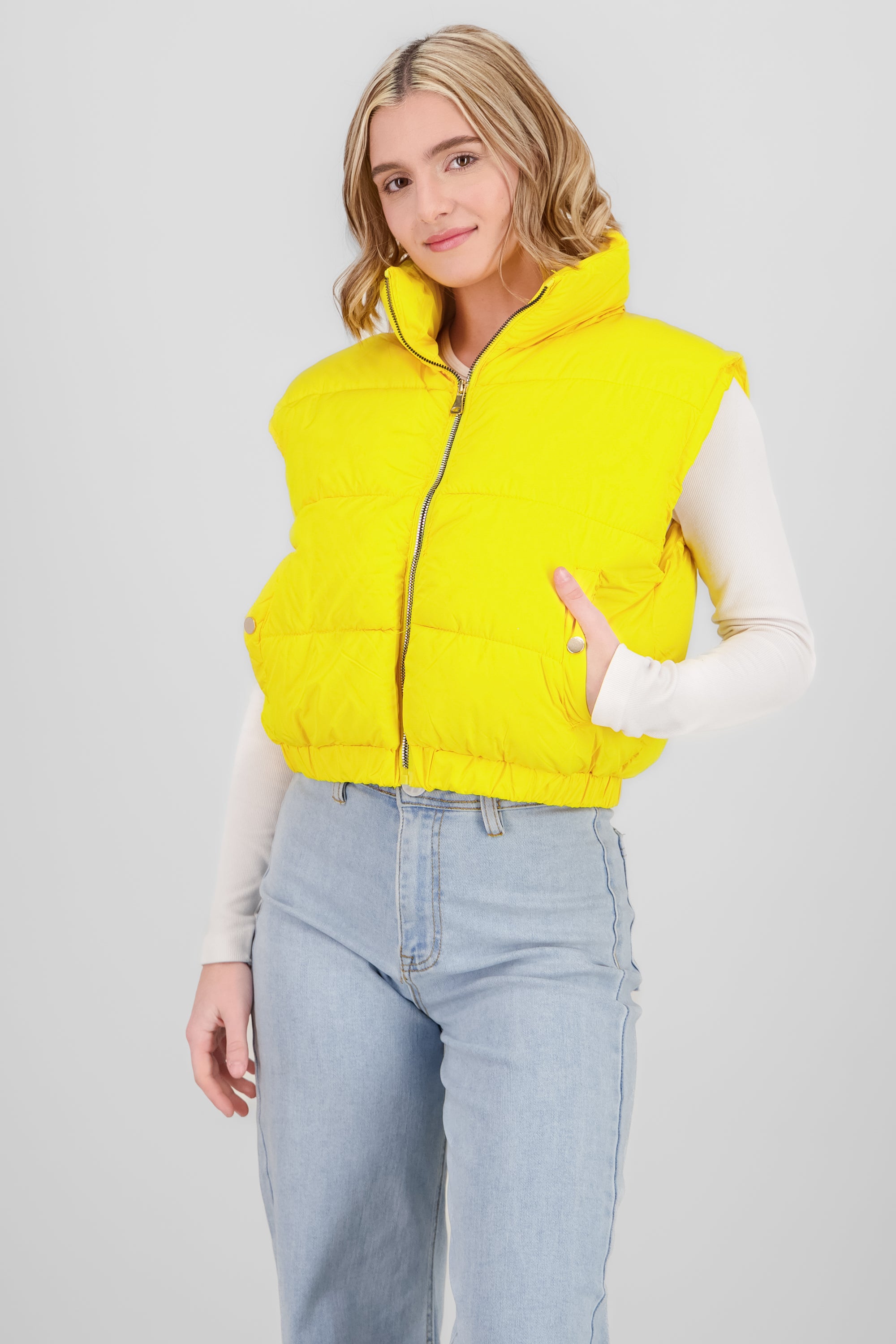 Cropped Quilted Vest YELLOW