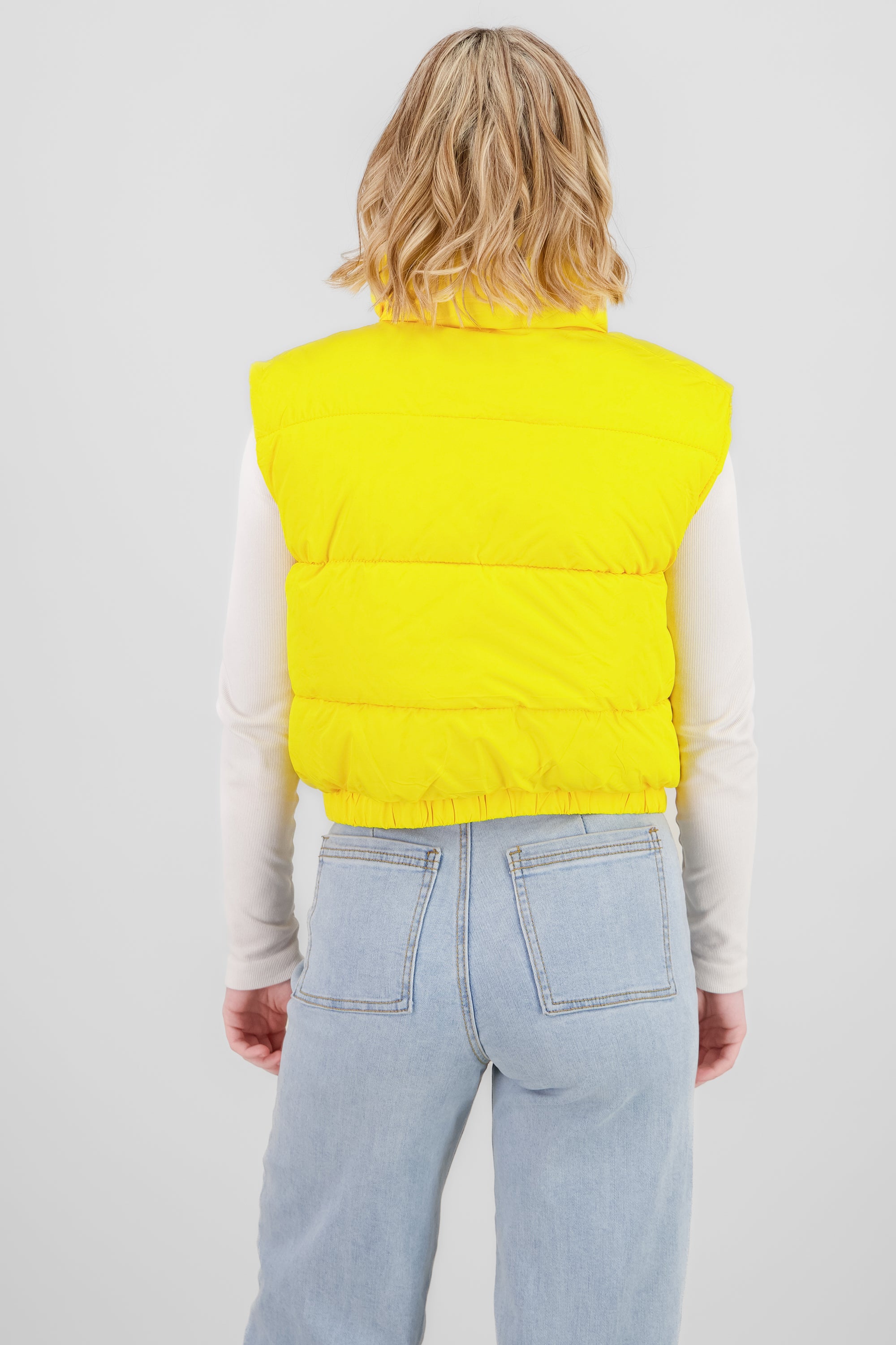 Cropped Quilted Vest YELLOW