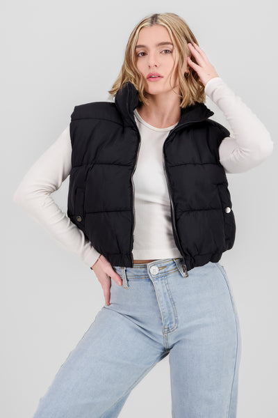 Cropped Quilted Vest WHITE