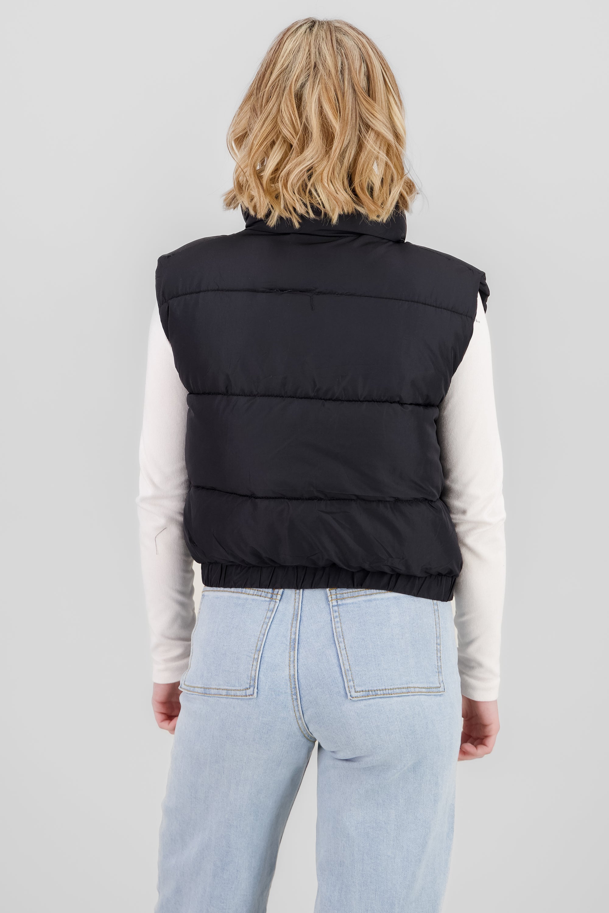 Cropped Quilted Vest BLACK