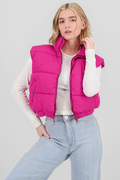 Cropped Quilted Vest WHITE