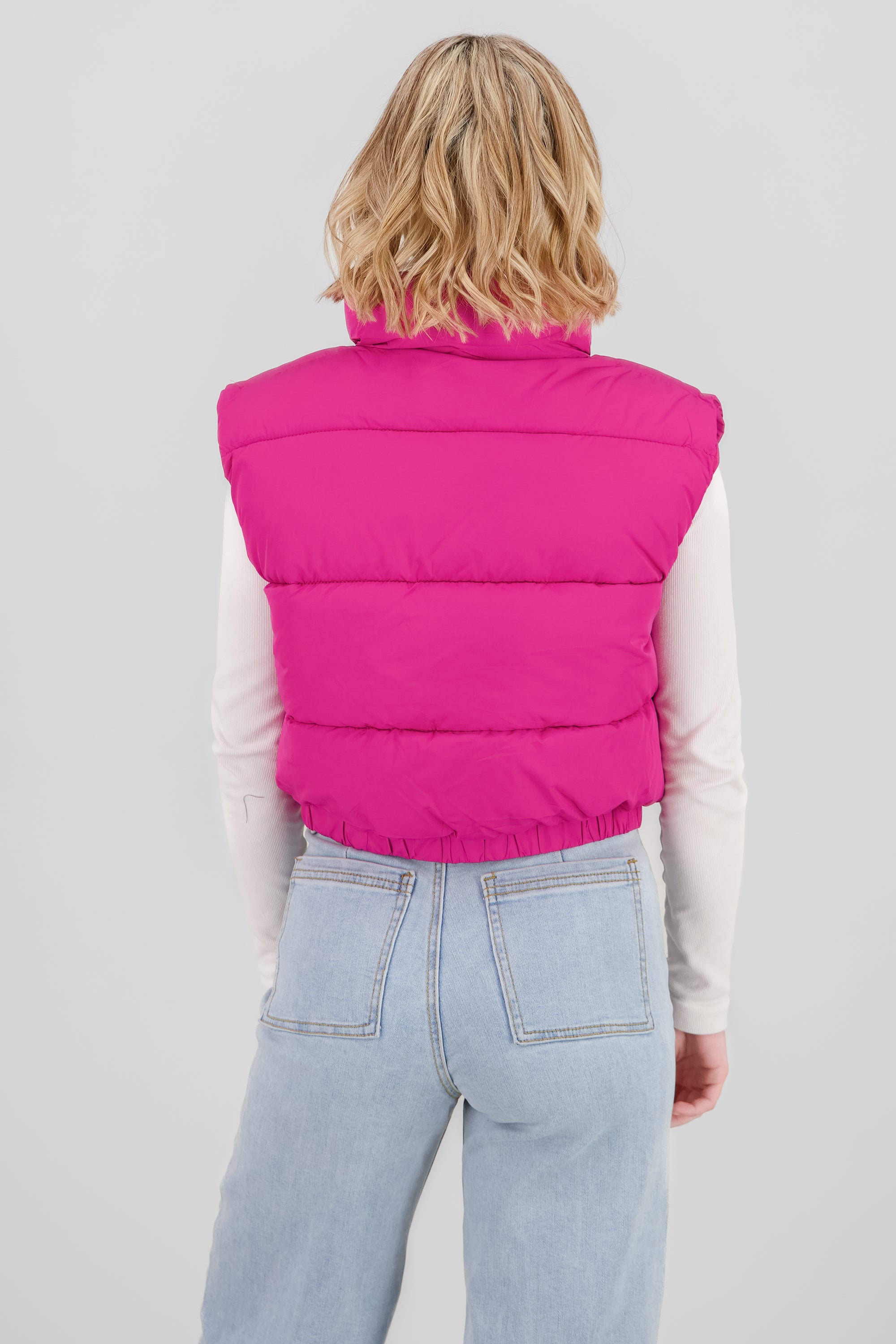 Cropped Quilted Vest BRIGHT PINK