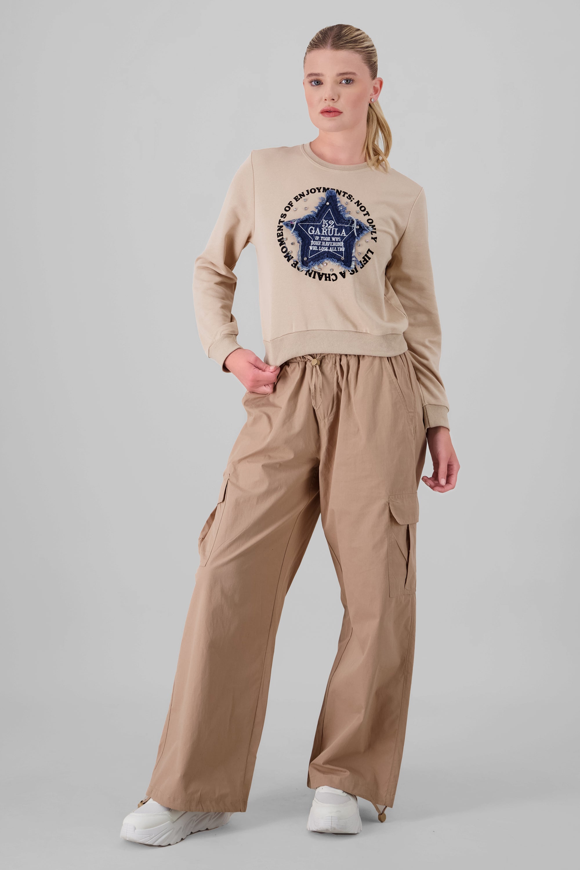 Parachute Pants With Cargo Pockets BEIGE