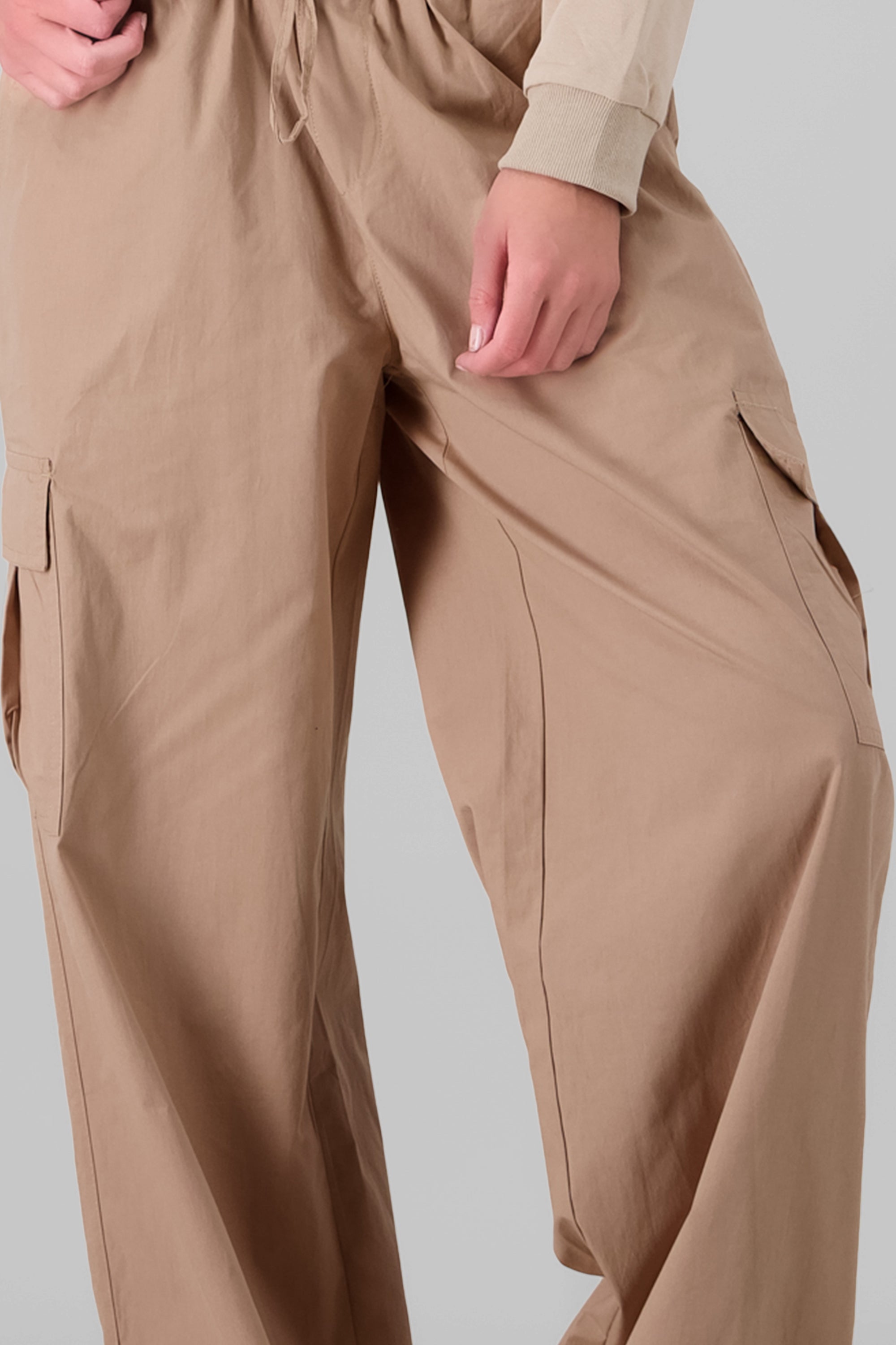 Parachute Pants With Cargo Pockets BEIGE