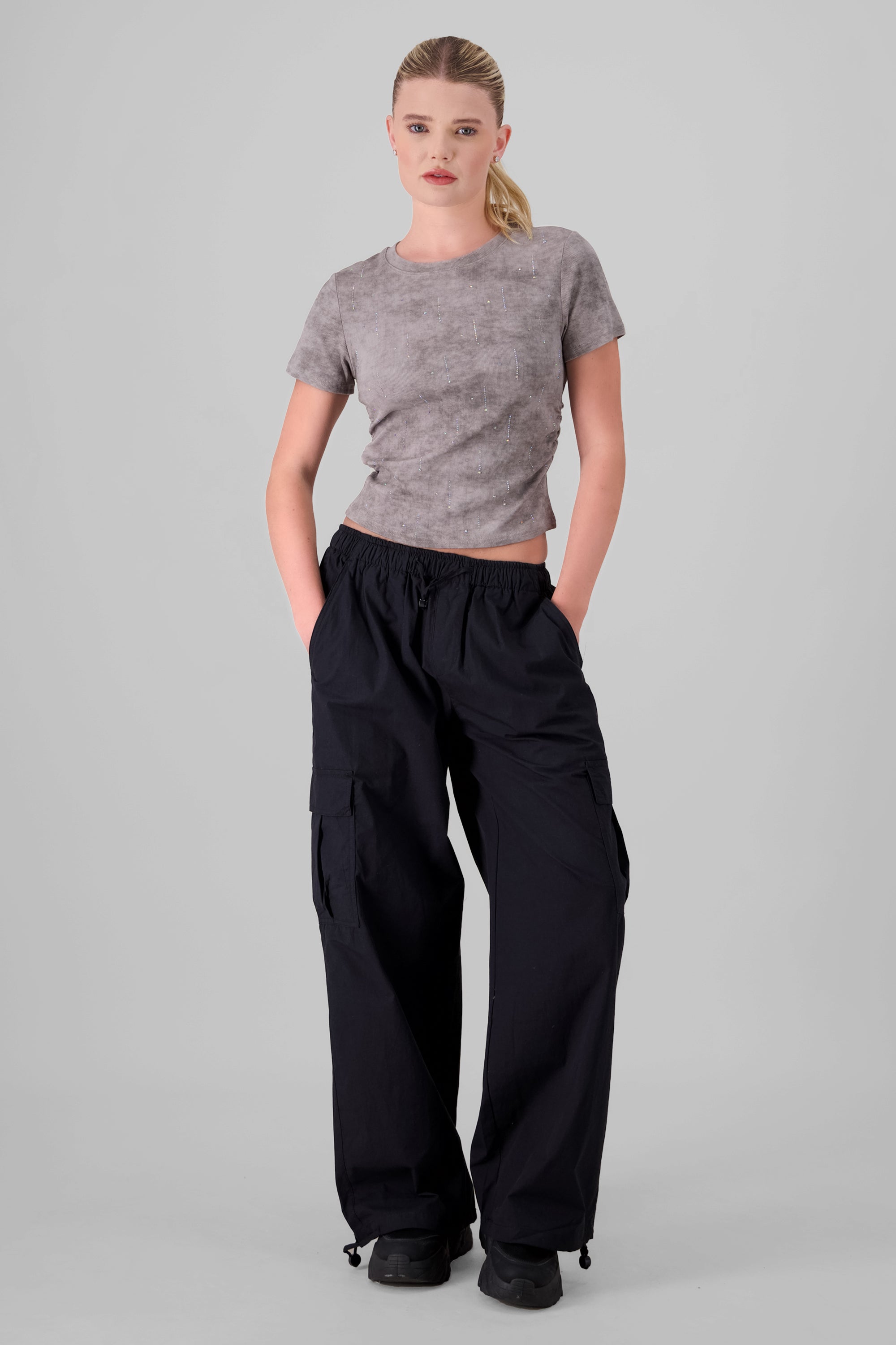 Parachute Pants With Cargo Pockets BLACK