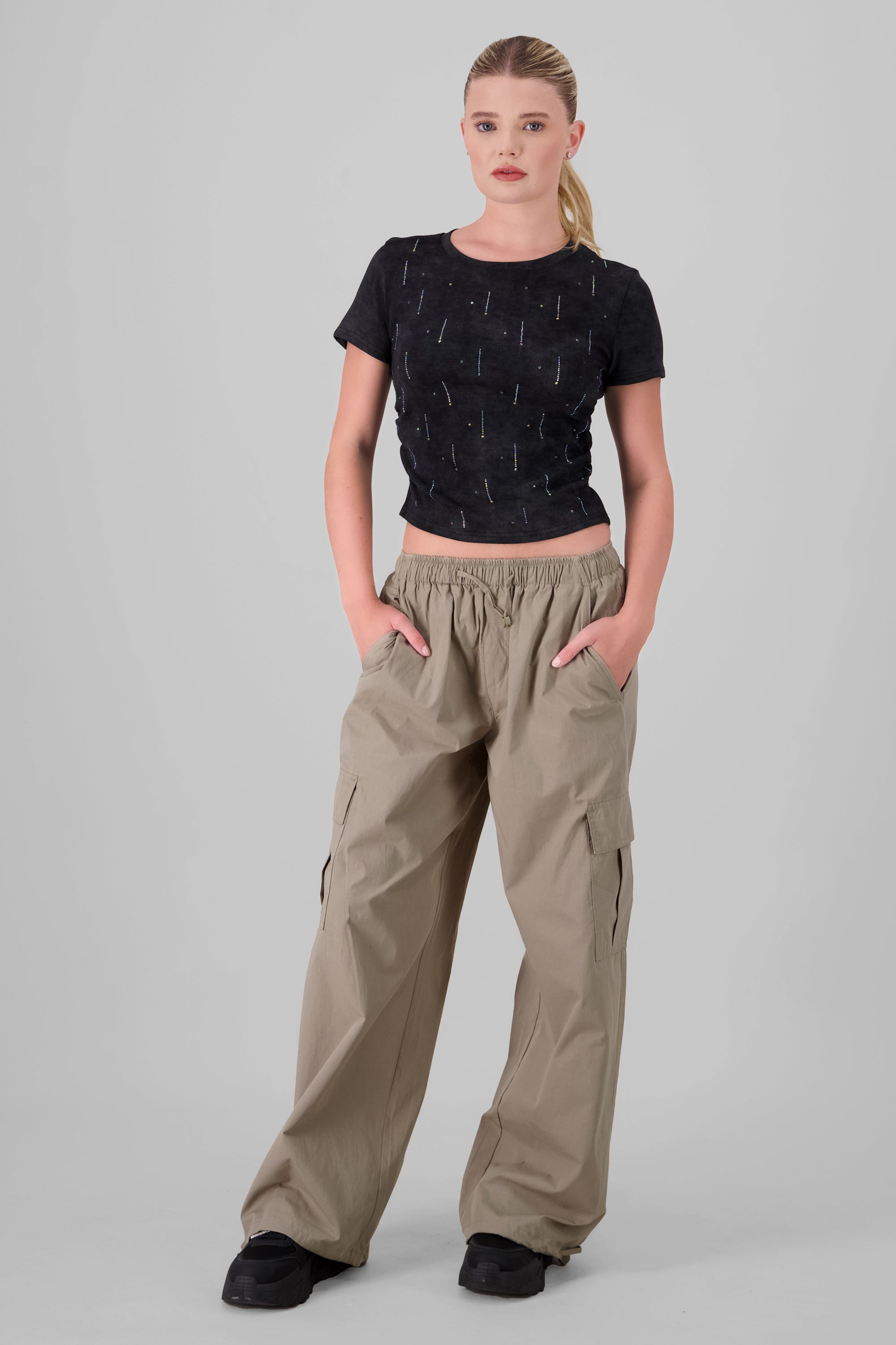 Parachute Pants With Cargo Pockets SAGE