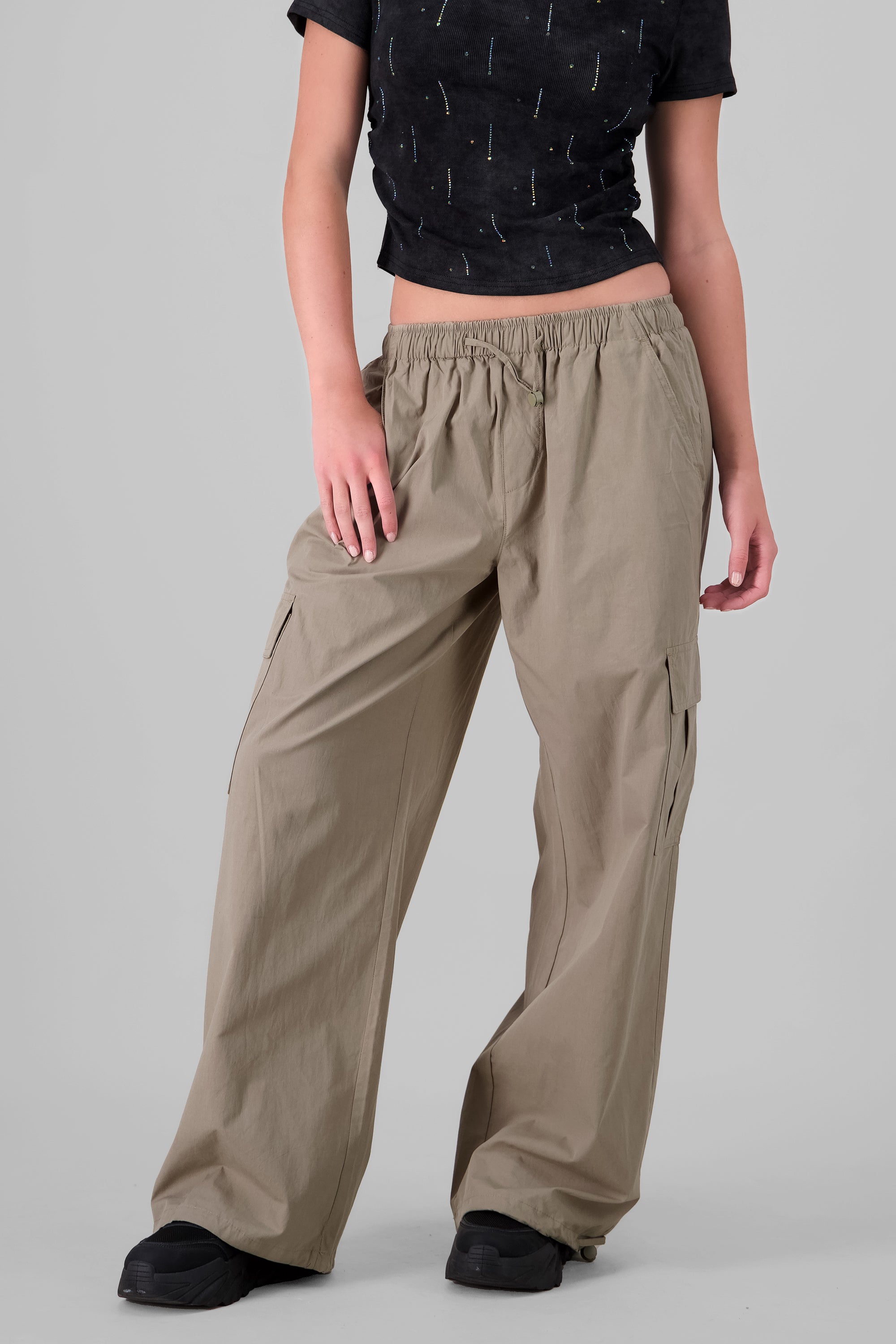 Parachute Pants With Cargo Pockets SAGE